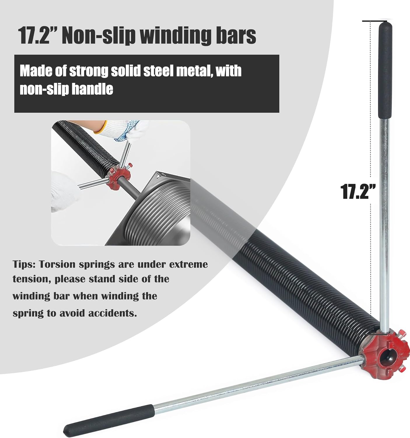 Garage Door Torsion Spring Set, Pair of 2" Electrophoresis Coated Garage Door Spring Replacement with 2 Non-Slip Winding Bars and Bearing, Minimum 16000 Cycles (.234x2x27")