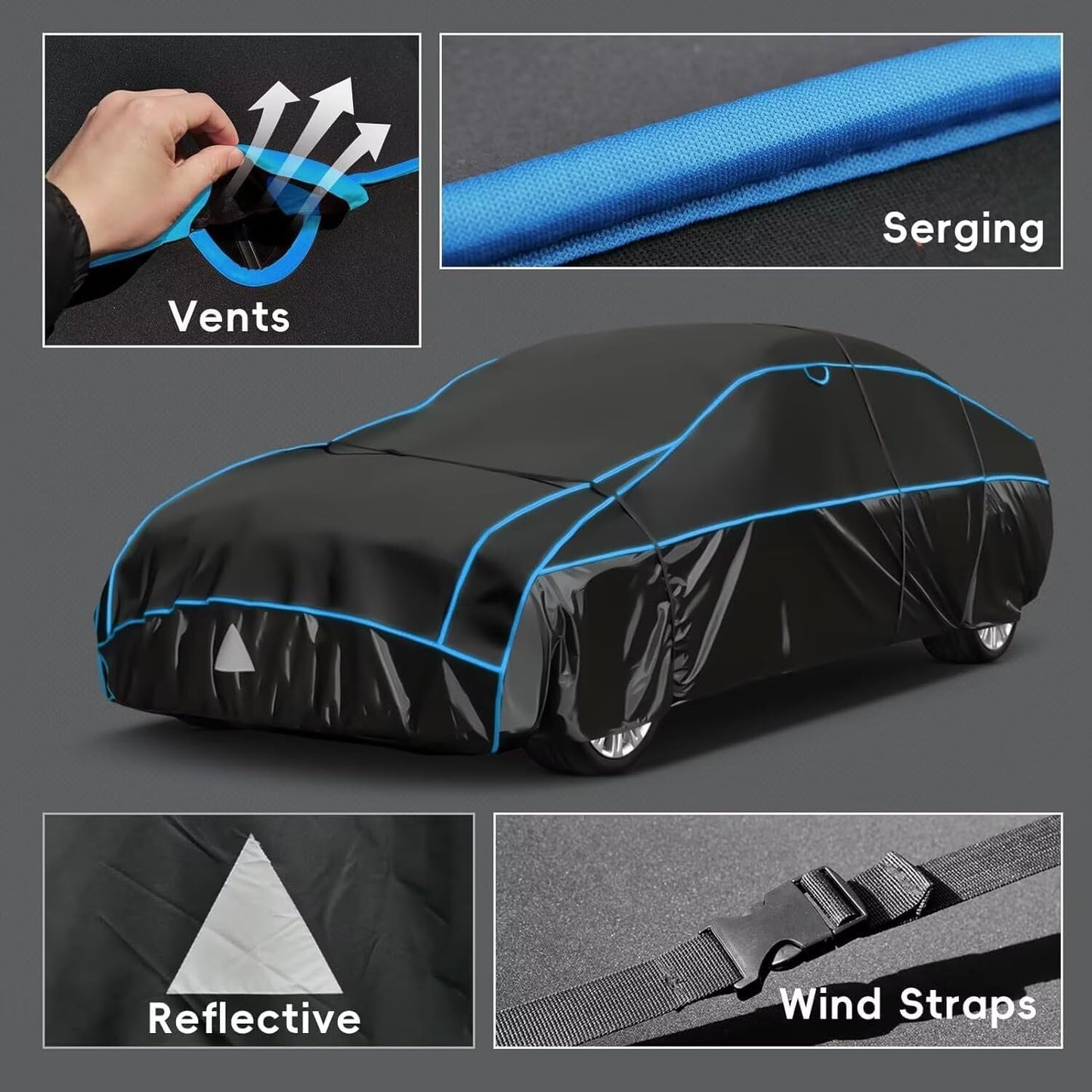 Hail Protector Car Cover, Outdoor Anti Hail Car Covers Thick Multi-Layered EVA, Hail Proof Car Cover Waterproof All Weather, Hail Protection Padded Fit Sedan/Coupe (Length 194 to 208 inch