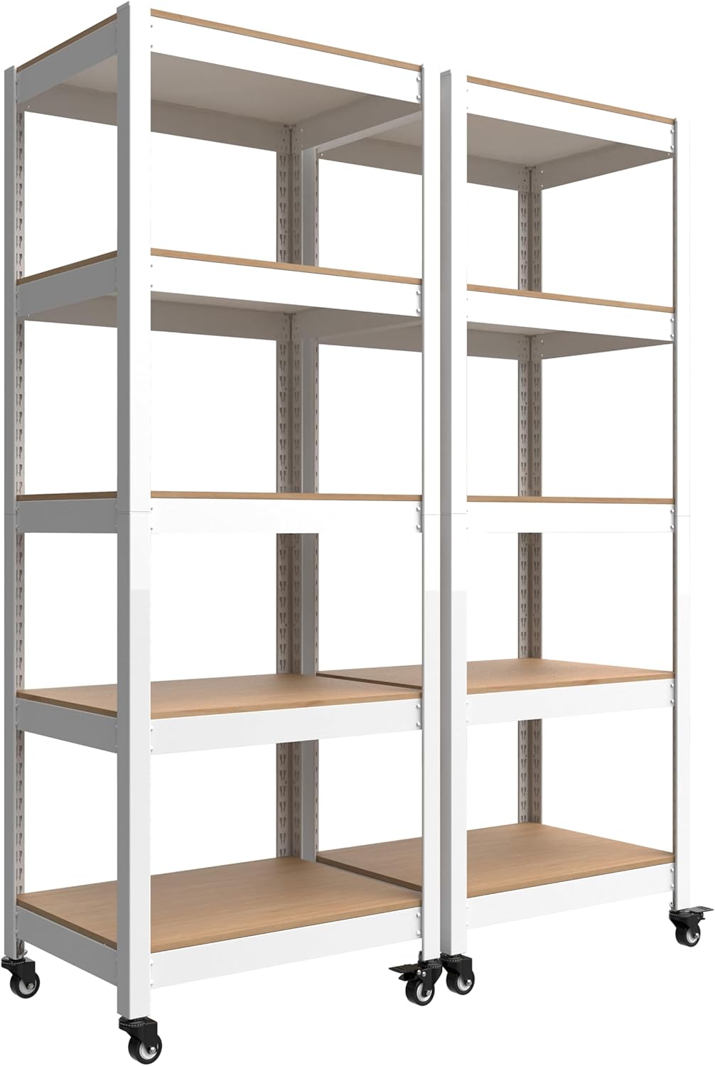 HOMEDANT House White 5-Tier Metal Rolling Cart Shelf Rack Casters Heavy Duty Wheel Shelving Unit Adjustable Utility Storage Shelves Organizer Shelf Kitchen Garage 24.4" W x 16.5" D x 62.2" H 2Pack