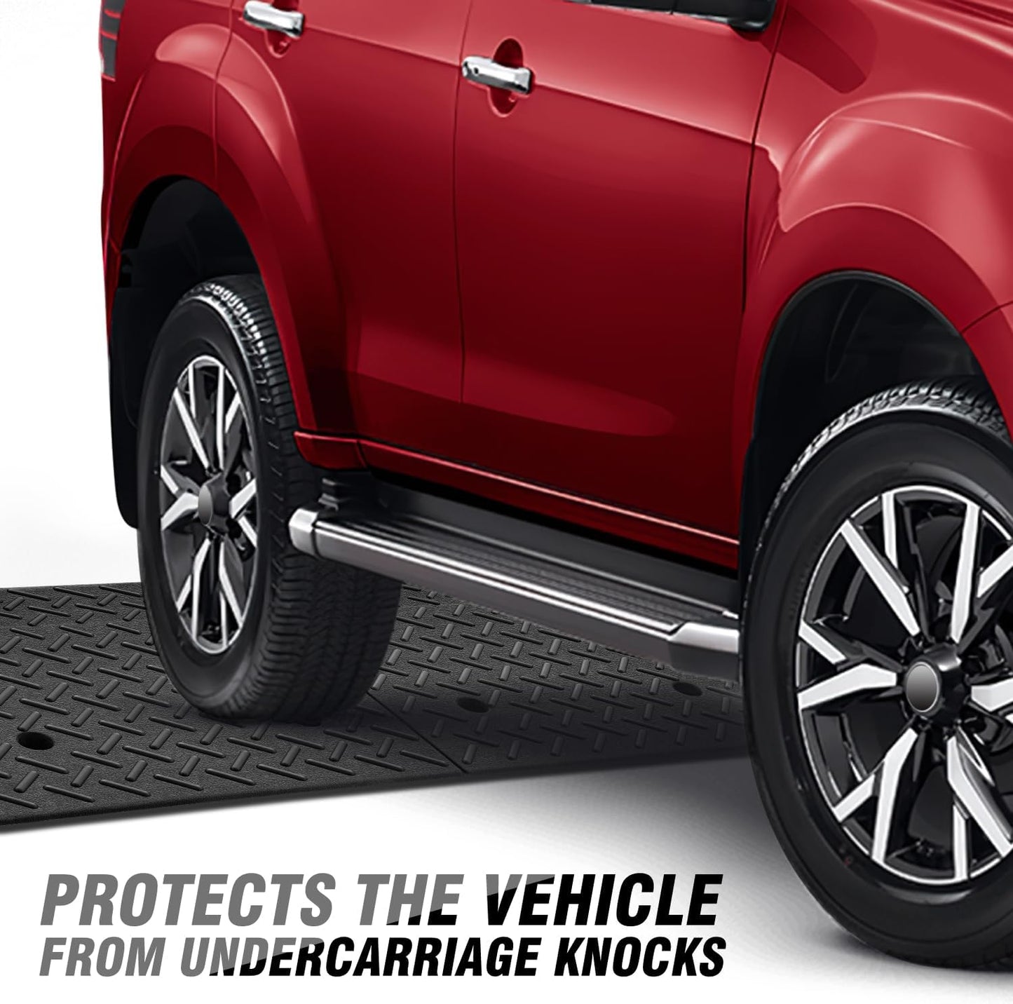 DNA MOTORING 6.3" Rise Rubber Curb Ramp Heavy Duty Loading Driveway Ramp Threshold Ramp 39 in L x 19.5 in W x 6.3 in H for Loading Dock, Warehouse, Wheelchair, Motorcycles, Cars, TOOLS-00652