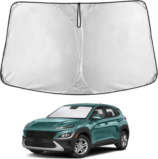 Econour Windshield Sun Shade for 2018-2025 Hyundai Kona Accessories Sunshade Window Sun Visor Protector Foldable Blocks UV Rays Keep Your Car Cooler