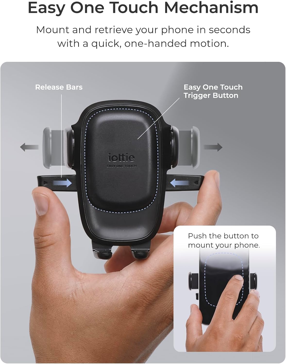 iOttie Easy One Touch Advanced Air Vent Car Phone Mount - Universal Cell Phone Holder for iPhone, Google, Samsung, Moto, LG, and All Other Smartphones