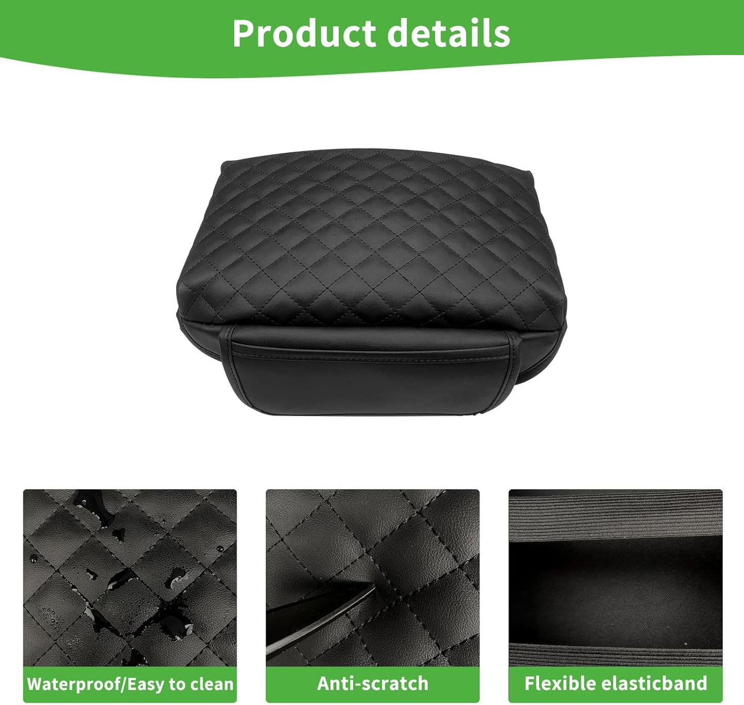 Xaido Center Console Cover Compatible with Jeep Wrangler JL 2018-2025 & Gladiator JT 2020-2025 Accessories, Console Armrest Cover, Leather Arm Rest Covering, Black