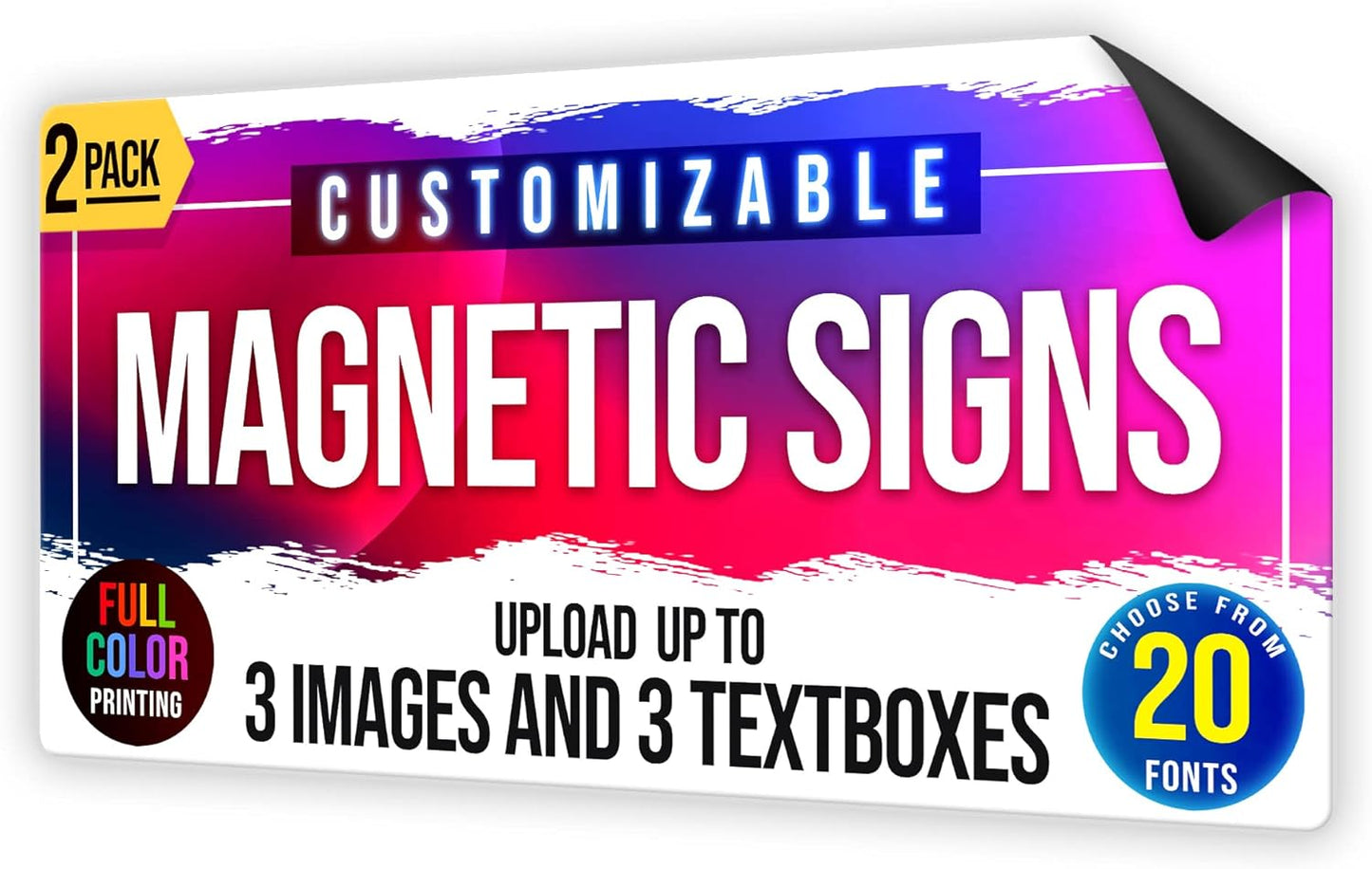 2-Pack,12"x24" Custom Magnet Signs in Full Color for Business and Advertising, 30 mil Customized Vinyl Car Magnets, Personalized Magnetic Sheets for Company Storefront & Vehicles (Rounded Corners D2)