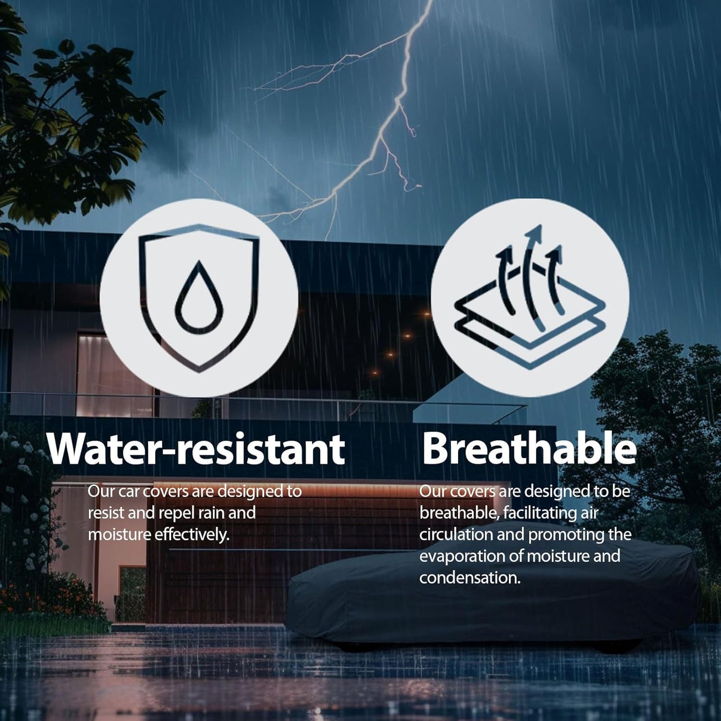 5 Layer Car Cover for Cadillac CT5-V 2020-2026 Sedan 4-Door All Weather Protection Windproof Snow-Proof Dust-Proof Scratch Resistant Full Coverage