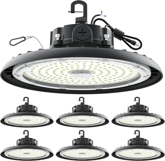 High Bay Lights 180W LED UFO Light LED Shop Lights 32400 LM 6000K IP65 Commercial Bay Lighting Fixture 5ft Cable Plug & Play for Warehouse Factory Garage Workshop Barn 6 Pack