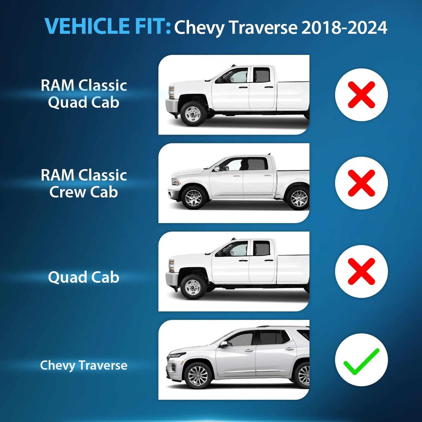 Nilight Durable in Channel Rain Guards for Chevrolet (Chevy) Traverse 2018 2019 2020 2021 2022 2023 Window Deflectors, Vent Window Visors-4pcs