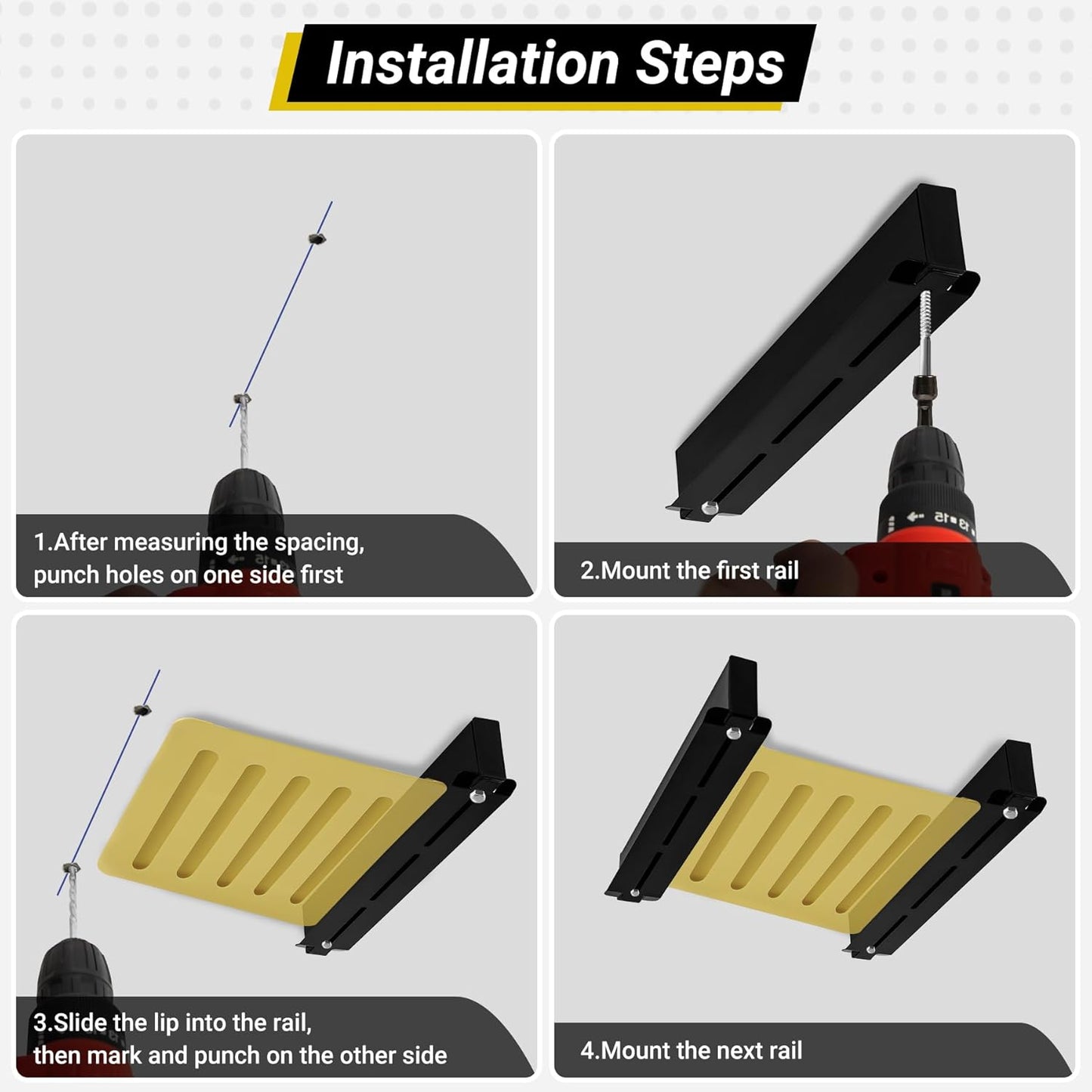 5-bin Overhead Garage Storage Rack, Heavy Duty Ceiling Storage Racks, Powder Coated Tote Storage Rack for Garages, Sheds, Storerooms (6 PCS, for 5 Bins)