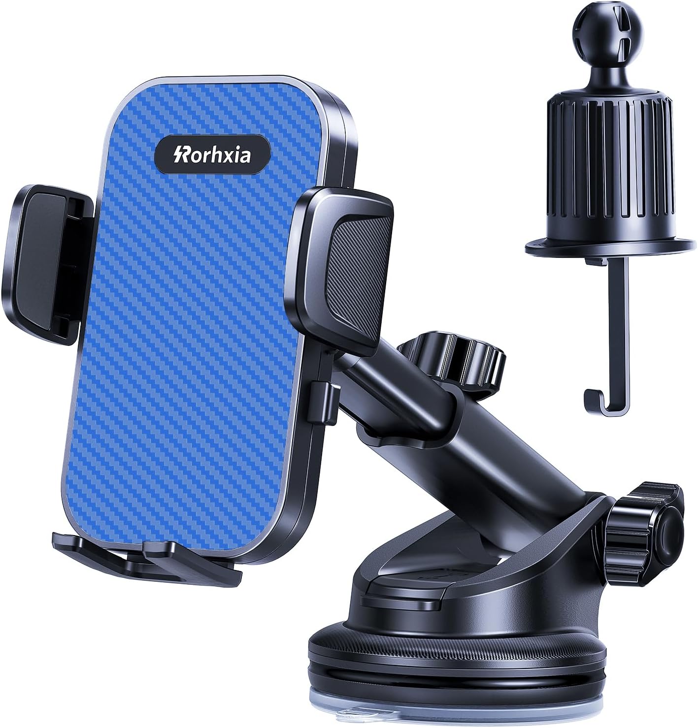 [Military-Grade 3-in-1 Blue Phone Holders for Your Car, [2025 Most Stable and Flexible Suction Cup] Vent Dashboard Windshield Cell Phone Mount Car Fit for All Phones, iPhone, Samsung