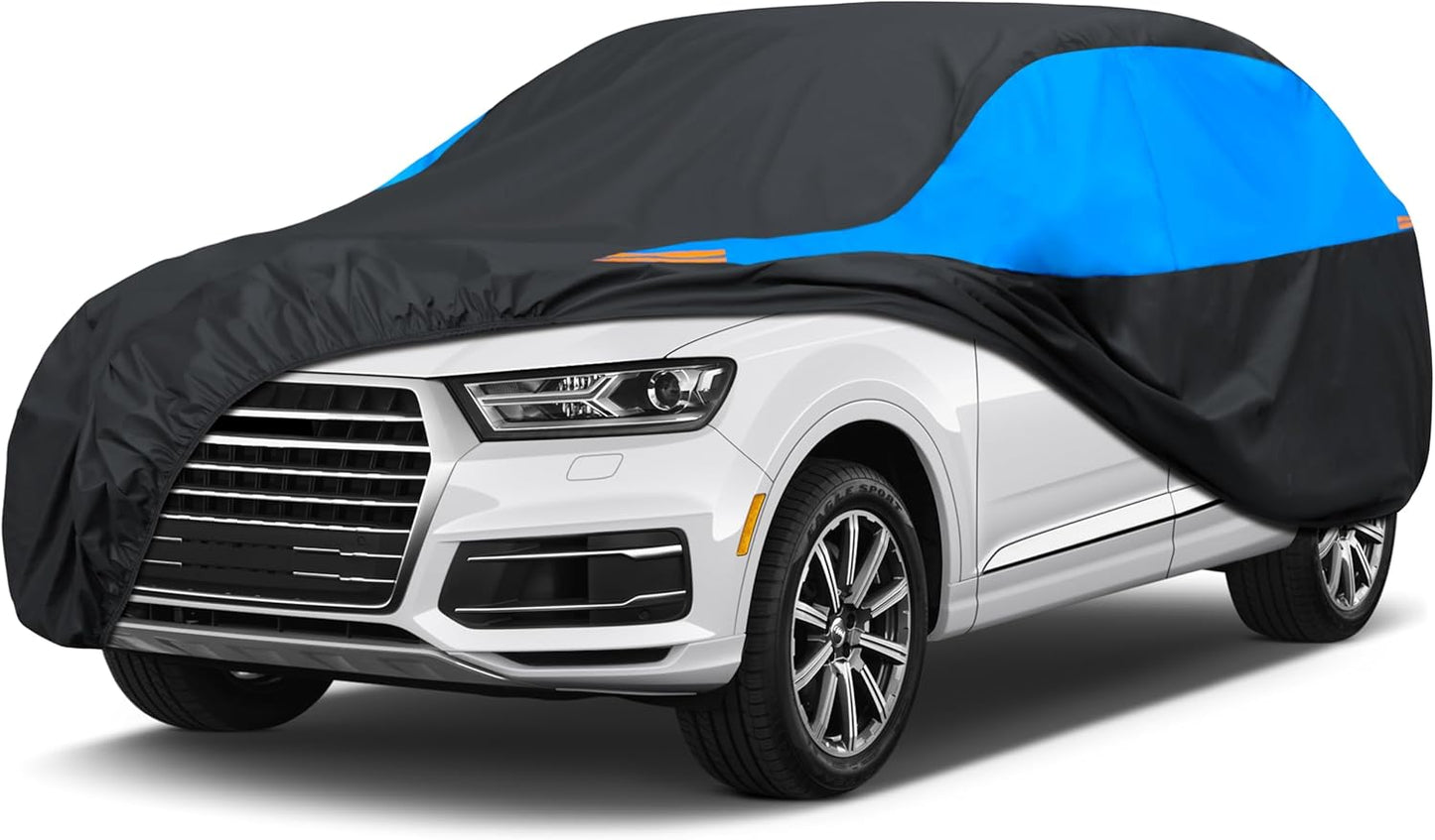 MORNYRAY Waterproof Car Cover All Weather Snowproof UV Protection Windproof Outdoor Full car Cover, Universal Fit for Sedan (Blue, S1-Fit SUV Length(Up to 180 inch))