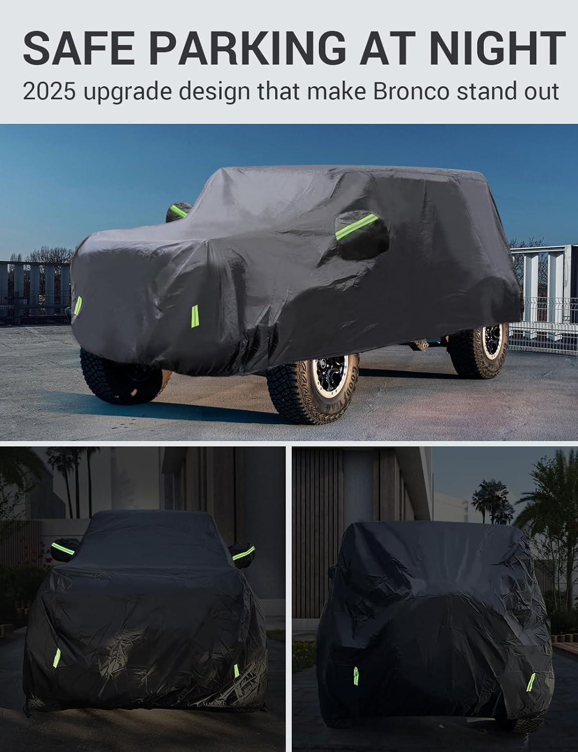 Proadsy Upgrade Car Cover Compatible with Ford Bronco 2 Door 2021-2024 2025 Windproof All Weather Waterproof Sun Rain UV Dust Snow Protection Outdoor Covers