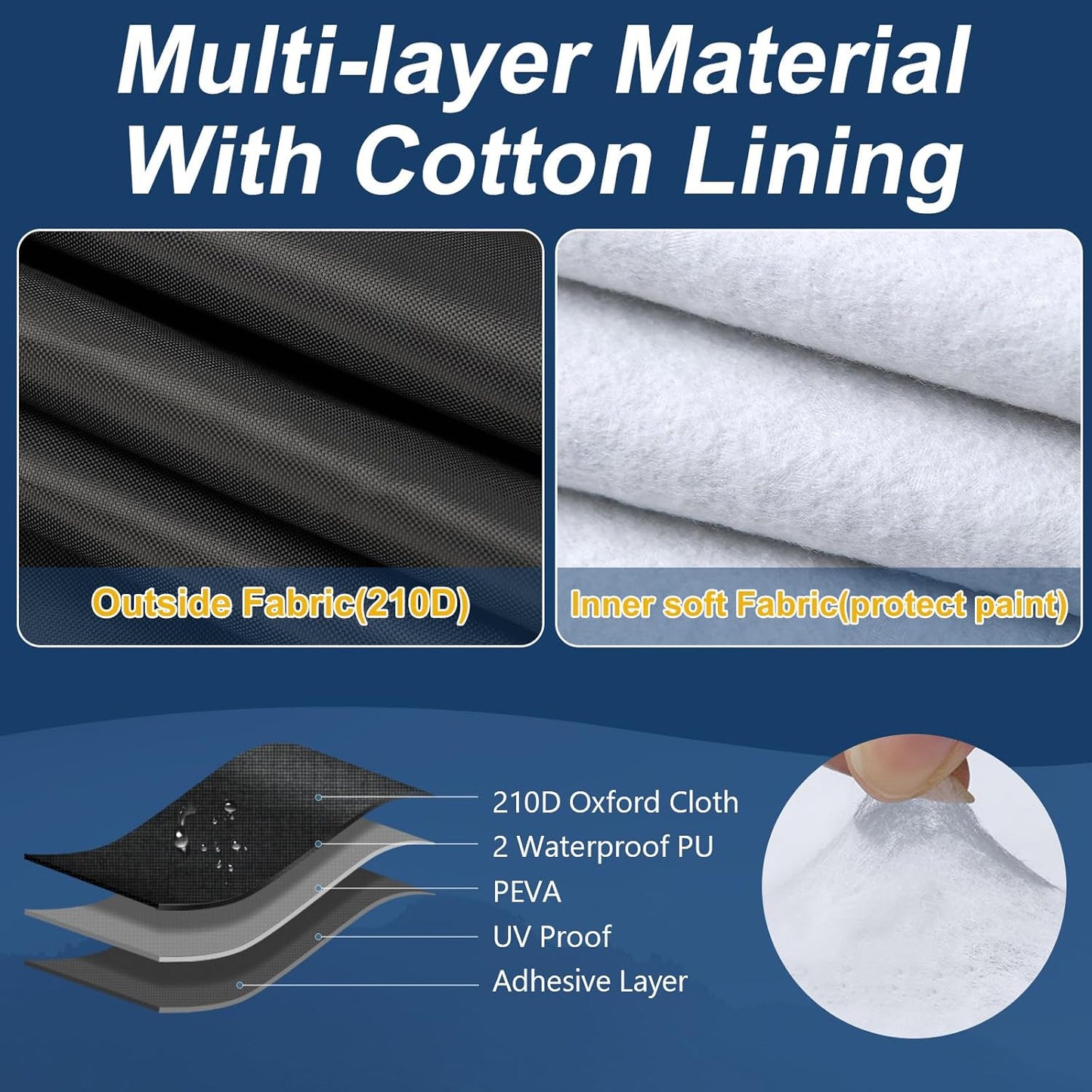 QUNSUNUS Waterproof Car Cover for C7 Corvette 2014-2019, Outdoor Car Covers with Zipper, All Weather Full Exterior Cover with Straps and Elastic Edges for Wind, Sun, UV and Dust Protection