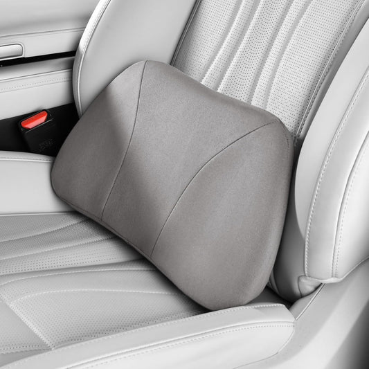 1P Lumbar Support Pillow,15.5x8.7 Memory Foam,Superfiber Suede,Drive car Back Pillows,seat,Office,Rest,Improve Posture(Grey)