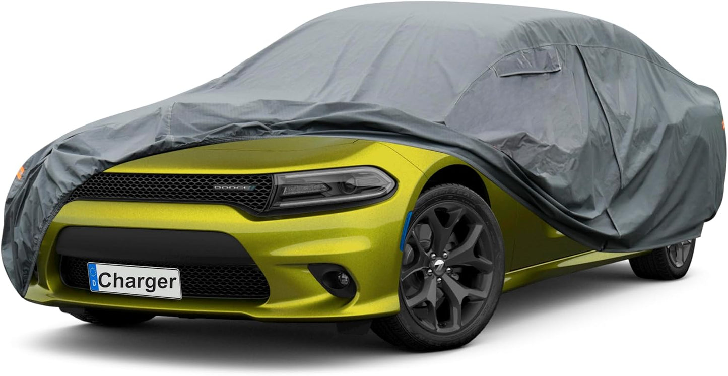 Premium Car Cover Custom Fit Dodge Charger (2006-2025), 16 Layers Heavy Duty Car Cover Waterproof All Weather with Zipper Door for Sun Rain Snow Dust Uv Protection