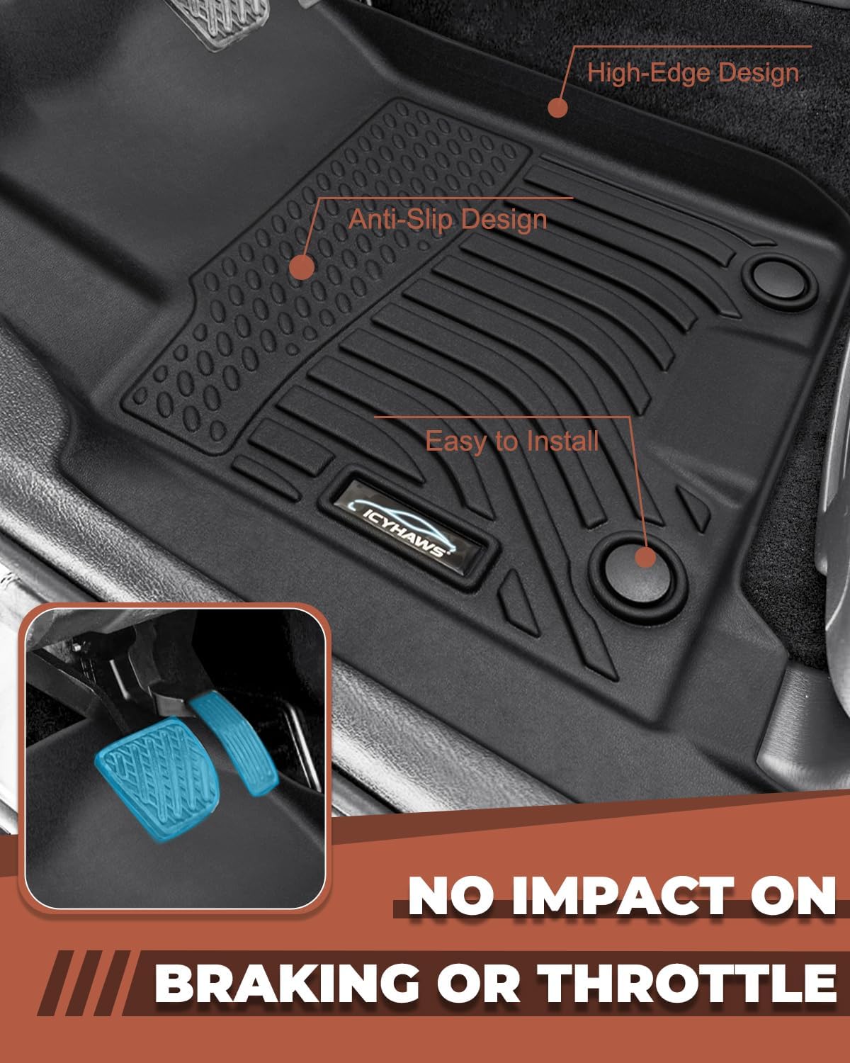 Custom Fit All-Weather TPE Ruber Floor Mats for Nissan Armada/Infiniti QX80 2019-2024 | Waterproof, Anti-Slip Front & Rear Row Floor Liners Automotive Accessories | 3-Piece Set (Black)