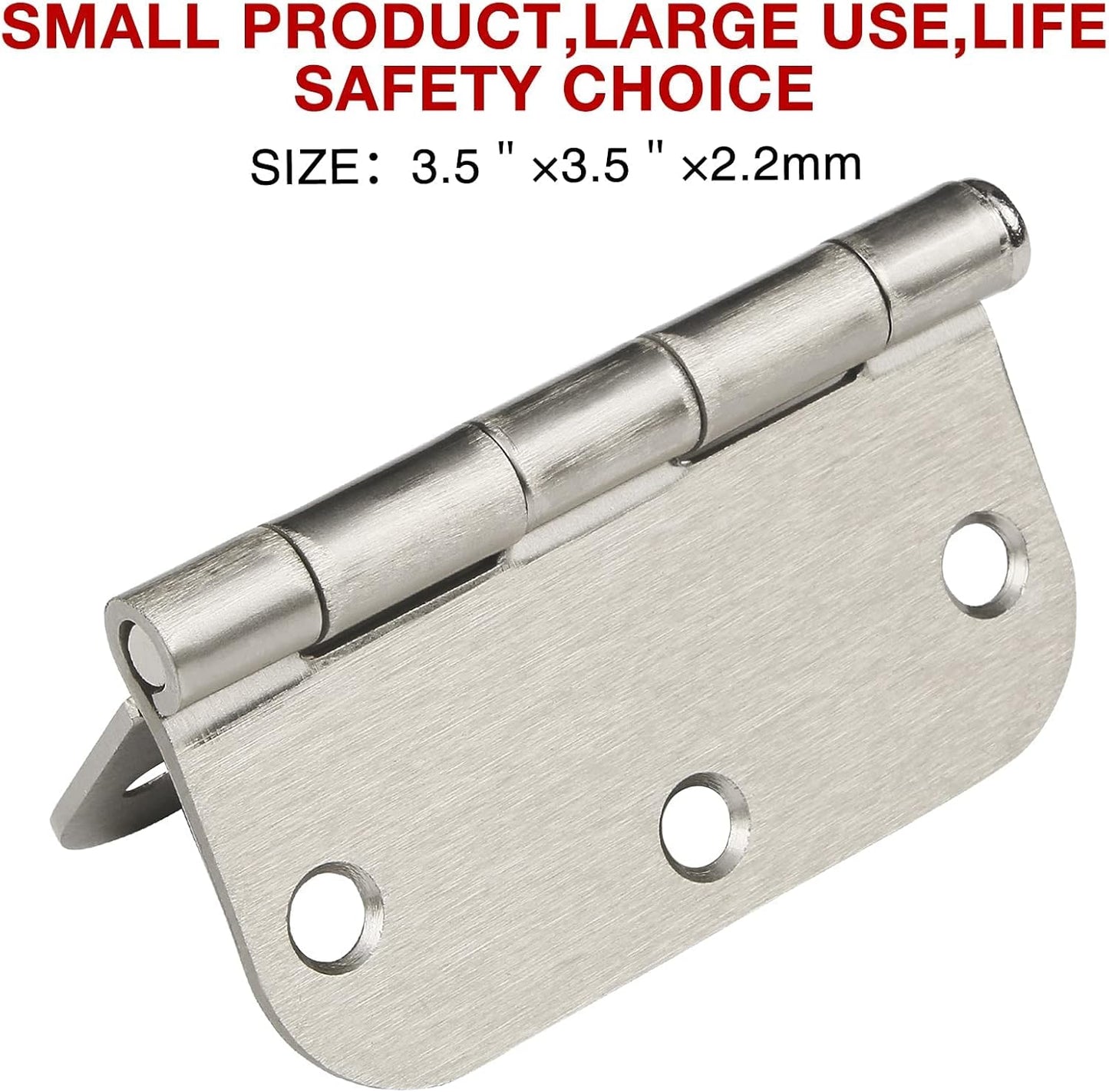 100 Pack Interior Door Hinges Brushed Nickel 3.5 inch x 3 1/2" 5/8" Round Residential Bi-fold Bedroom Standard Hinge for Wood Single/Double Bedroom Doors Silver House Hardware Kit Controls 3 ½"