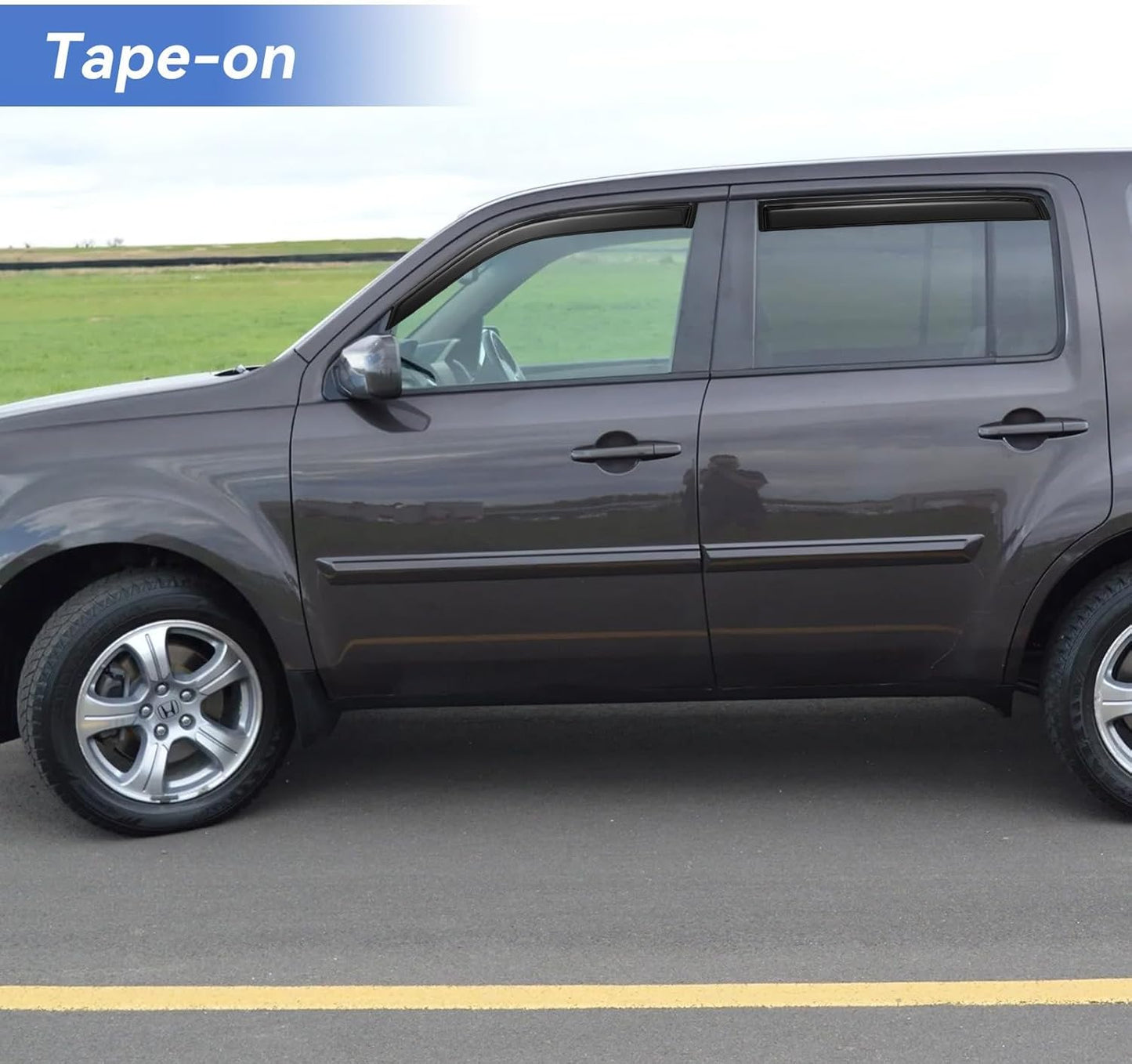 Window Visors Rain Guards Shield for 2009 2010 2011 2012 2013 2014 2015 Honda Pilot, Out-Channel Window Vent Wind Deflectors Visors Shades for 09-15 Pilot