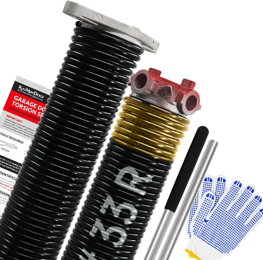 Pair of 1.75" Garage Door Torsion Springs Set with Non-Slip Winding Bars&Gloves, High Precision Electrophoresis Oil-Free Black Coated for Replacement, MIN 16,000 Cycles (0.250 x 1.75"x 33")
