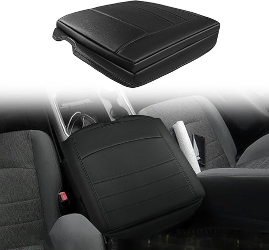 Muslogy Center Console Armrest Cover Compatible with Dodge Ram1500/2500/3500 2013-2018 Comfort Armrest Pad Arm Rest Cushion Vegan Leather Protector 1-Inch Extra Thick(Bucket Seat ONLY)