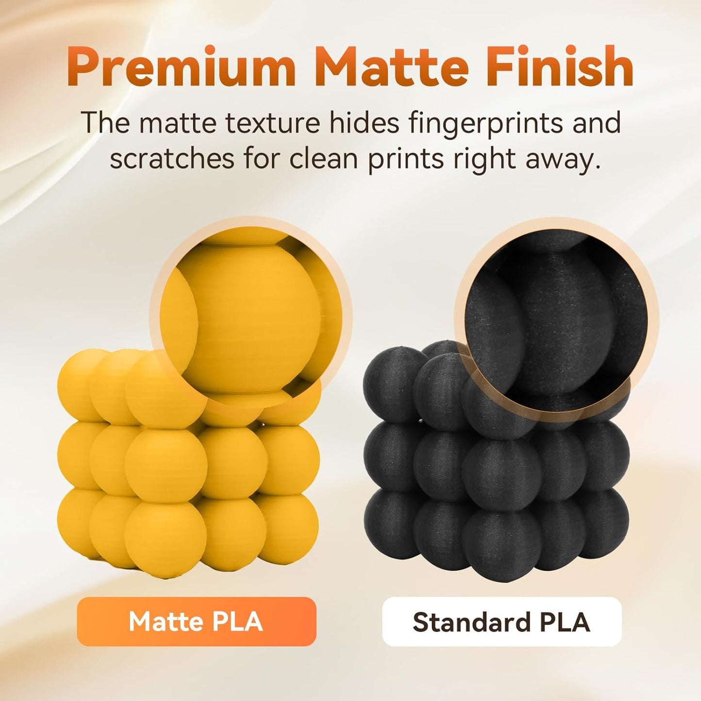 FLASHFORGE PLA Filament 1.75mm +/- 0.02mm, Matte Yellow 3D Printer Filament 1kg (2.2lbs) Spool, Excellent Printing Performance, Easy to Use for Most FDM 3D Printers