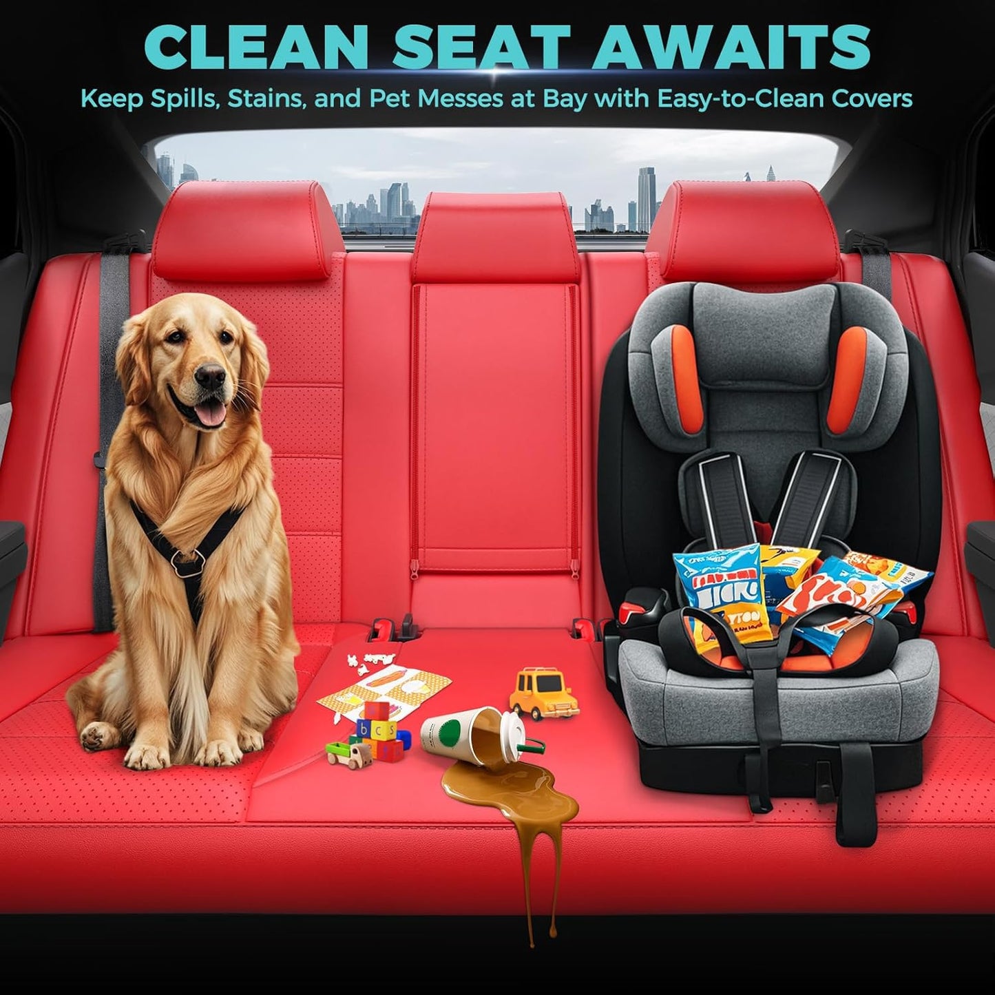 for Toyota Camry Seat Covers XSE XLE 2025 - Custom Fit Car Seat Covers Full Set, Leather Seat Covers for Cars, Waterproof Car Seat Cover, Red