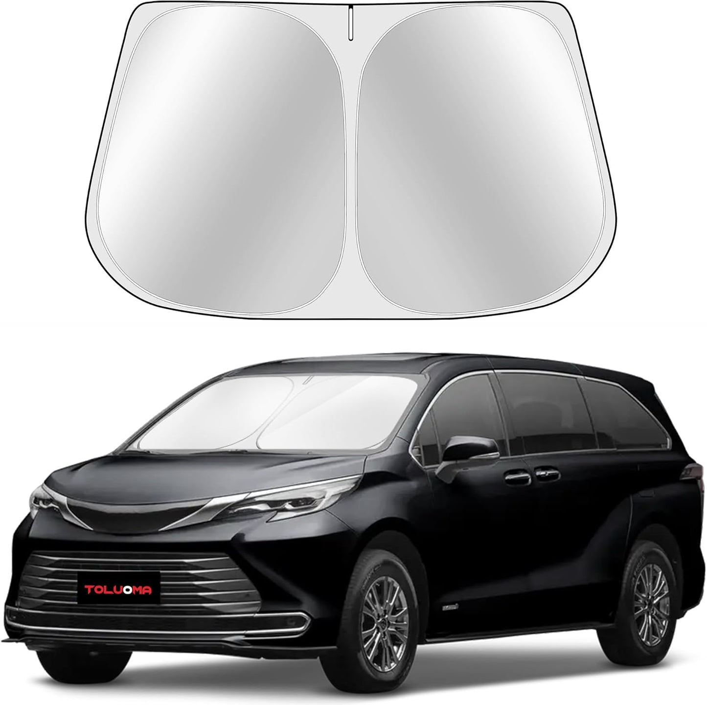Custom Fit Windshield Sun Shade for Toyo-ta Sienna 2021-2025 - Full Coverage, 210T Reflective Fabric, Double-Layer Design - Blocks 99% UV Rays, Keeps Car Cool, Easy to Install and Store