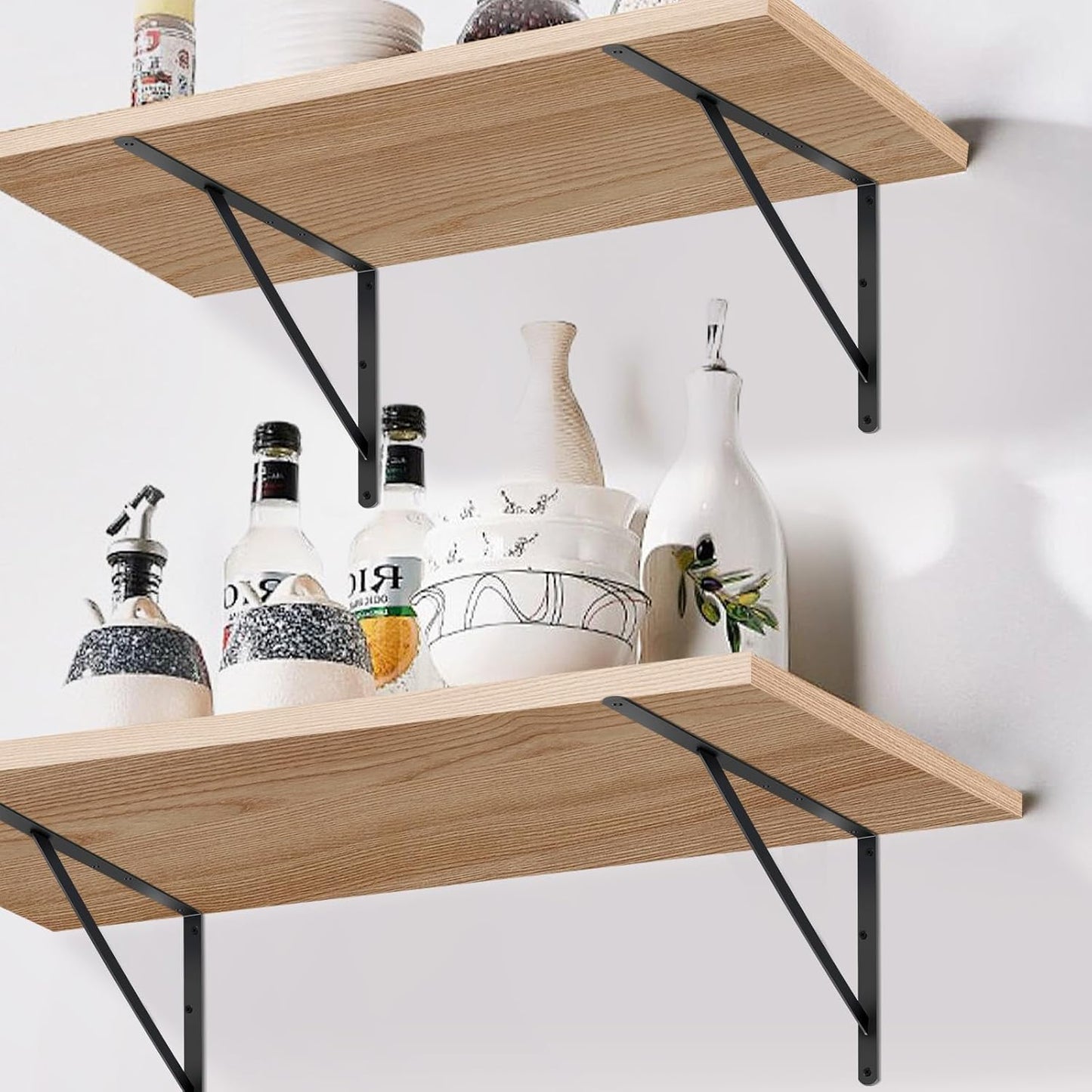 12 Pack L20 x H 12" Black Heavy Duty Shelf Brackets with Screws Metal Shelf Brackets Shelf Support Angle Brackets for Shelves L Brackets Heavy Duty Floating Shelf