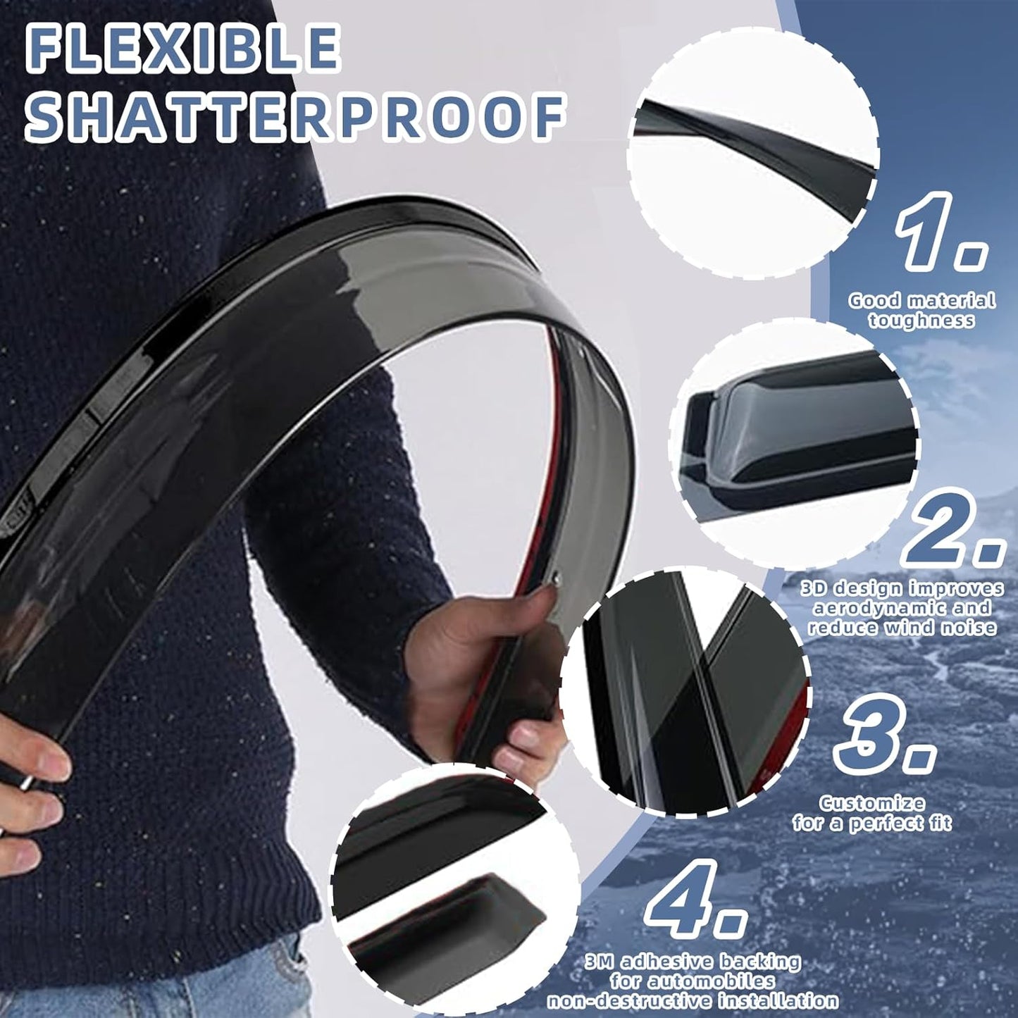 Window Visors Rain Guards fits 2017-2025 Pacifica, Out-Channel Window Wind Deflectors Vent Shades Accessories, Dark Smoke 4 Pcs, 2018 2019 2020 2021 2022 2023 2024