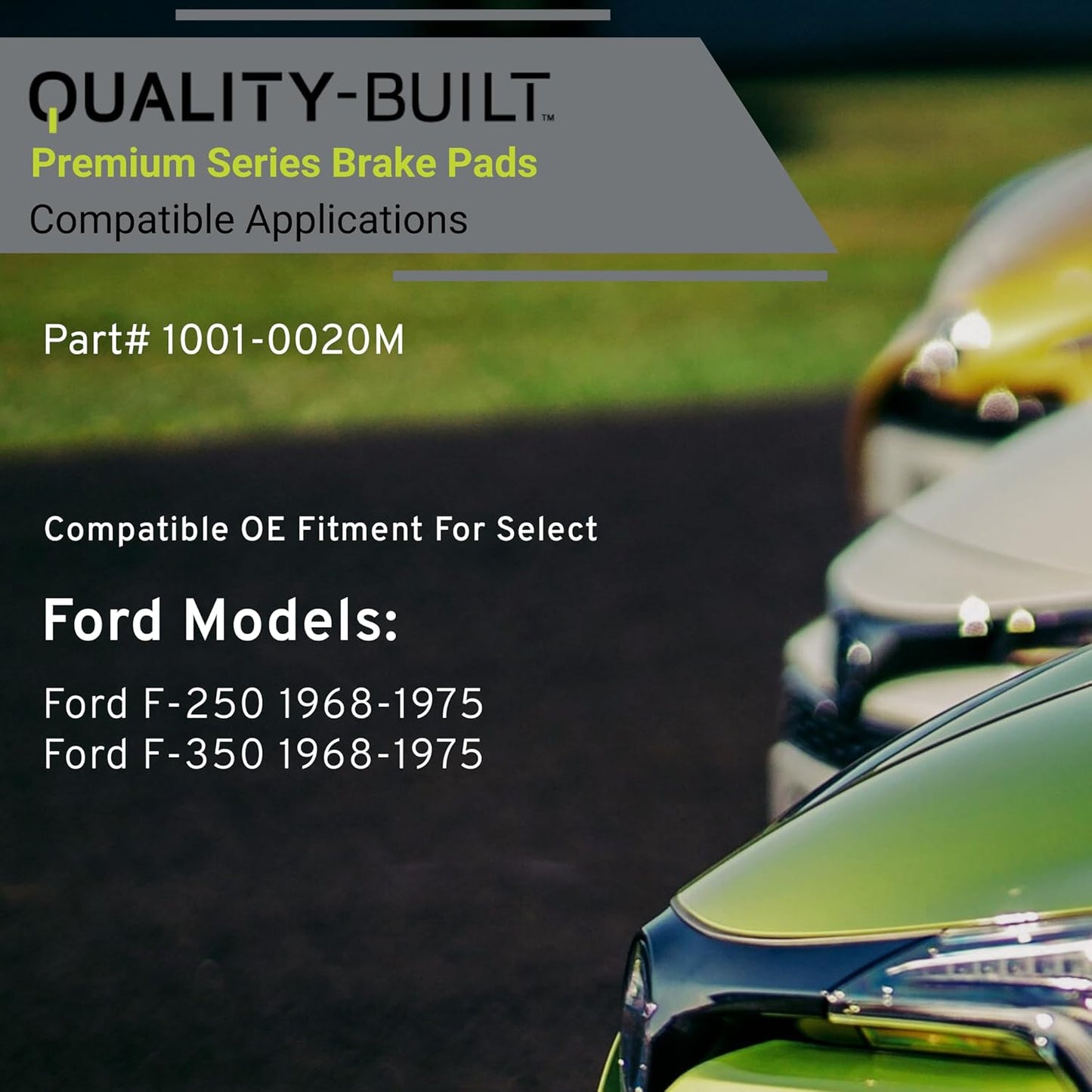 Premium Semi-Metallic Front Brake Pads (1001-0020M) Compatible with Ford F-250 1968-1975, Ford F-350 1968-1975