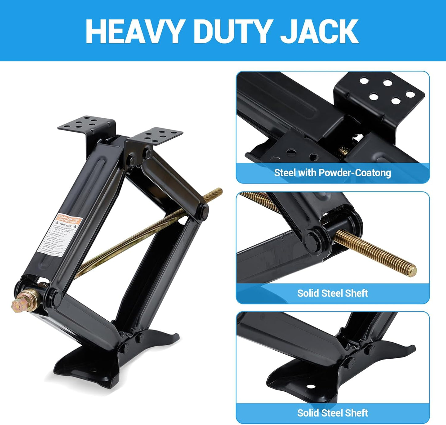 24" Car Scissor Jack,Support 7500lb Load Capacity Leveling Stabilizer with Crank Handle, RV Stabilizer Jack with 4"-24" Adjustable Height, Powder Coated Steel for Travel Trailers, RVs & Campers