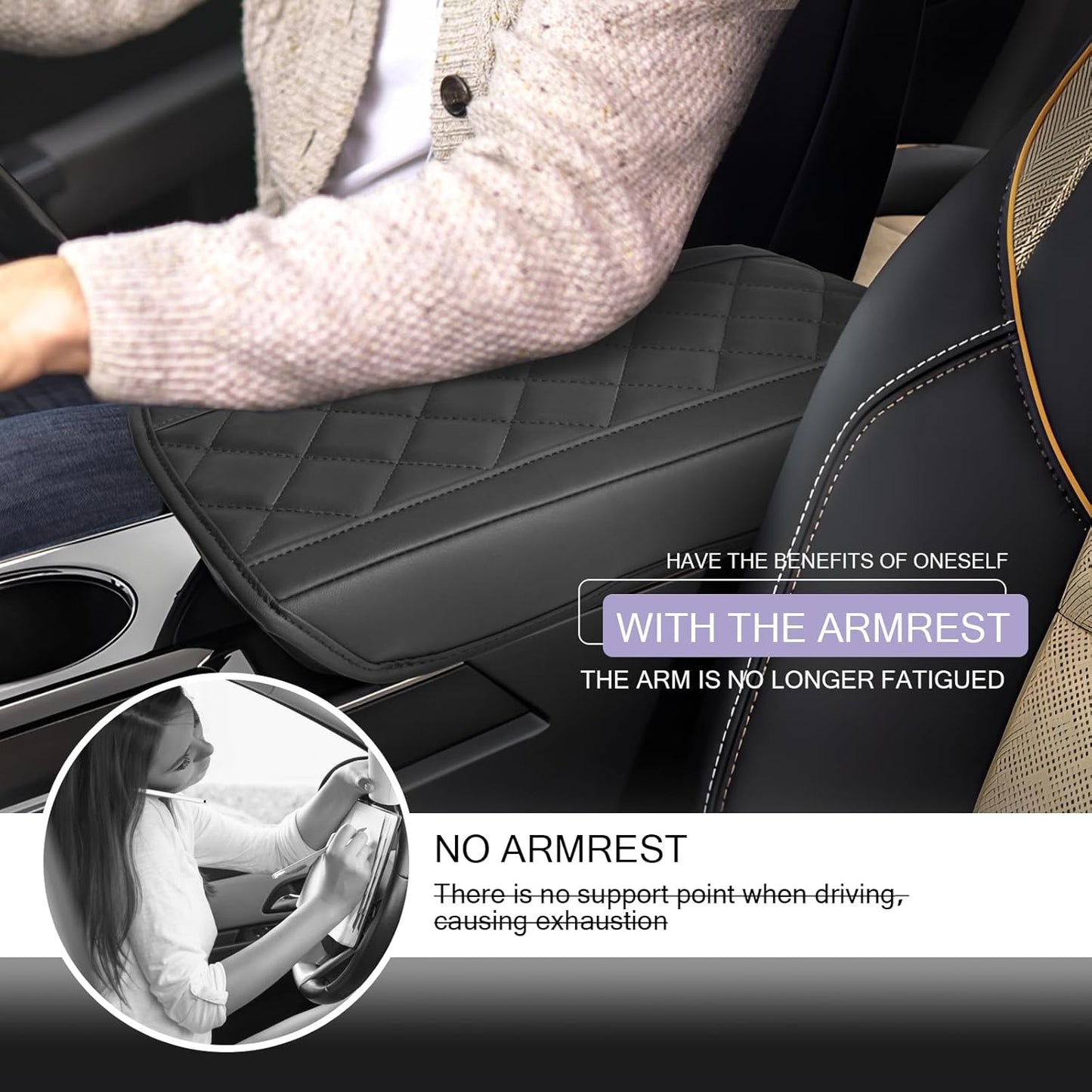 LUWU Center Console Cover Compatible with 2025 Chevrolet Equinox Accessories 2025 Equinox Armrest Cover Center Console Pad 2025 Equinox LT, ACTIV, RS Armrest Console Cover Soft Leather (Black A)