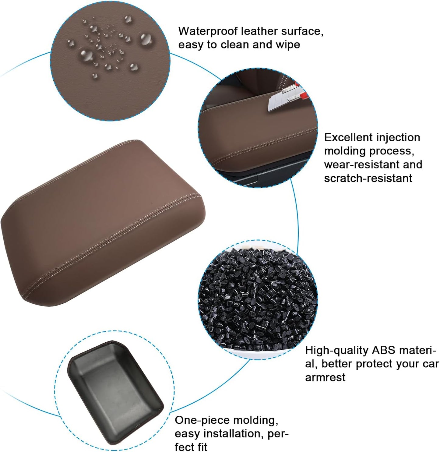 SXCY for 2024 2025 Land Cruiser Armrest Cover for Toyota Land Cruiser 2025 Accessories 2024 2025 Land Cruiser Center Console Cover 2025 Land Cruiser Middle Console Cover (Tan Leatherette ABS)