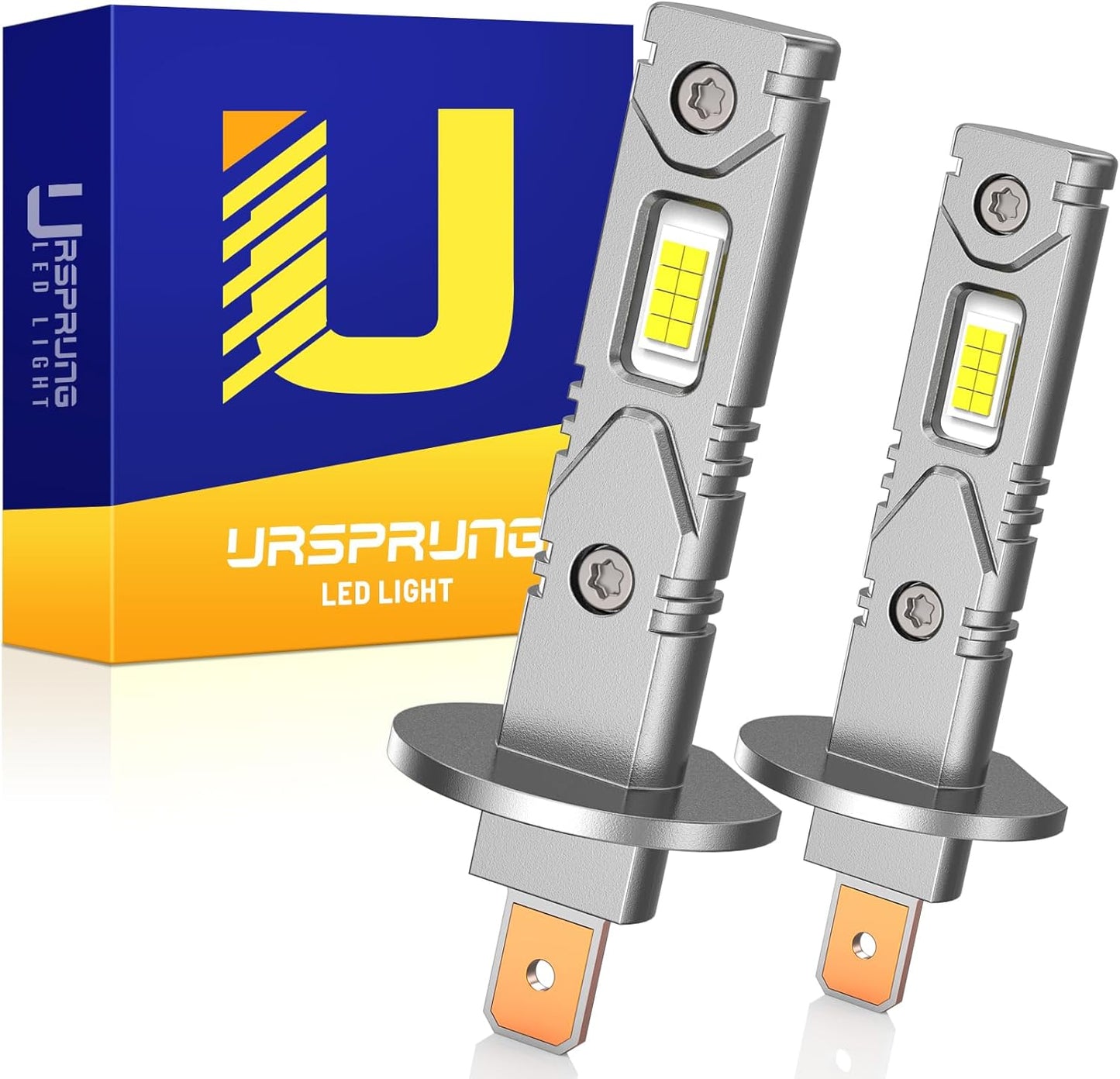 Ursprung H1 Fog Light Bulbs, 26000LM 700% Super-Brighter, 6500K Truly Plug and Play with Cooling Fan, 1:1 Mini Size No Adapter Required, Easy to Install, Pack of 2