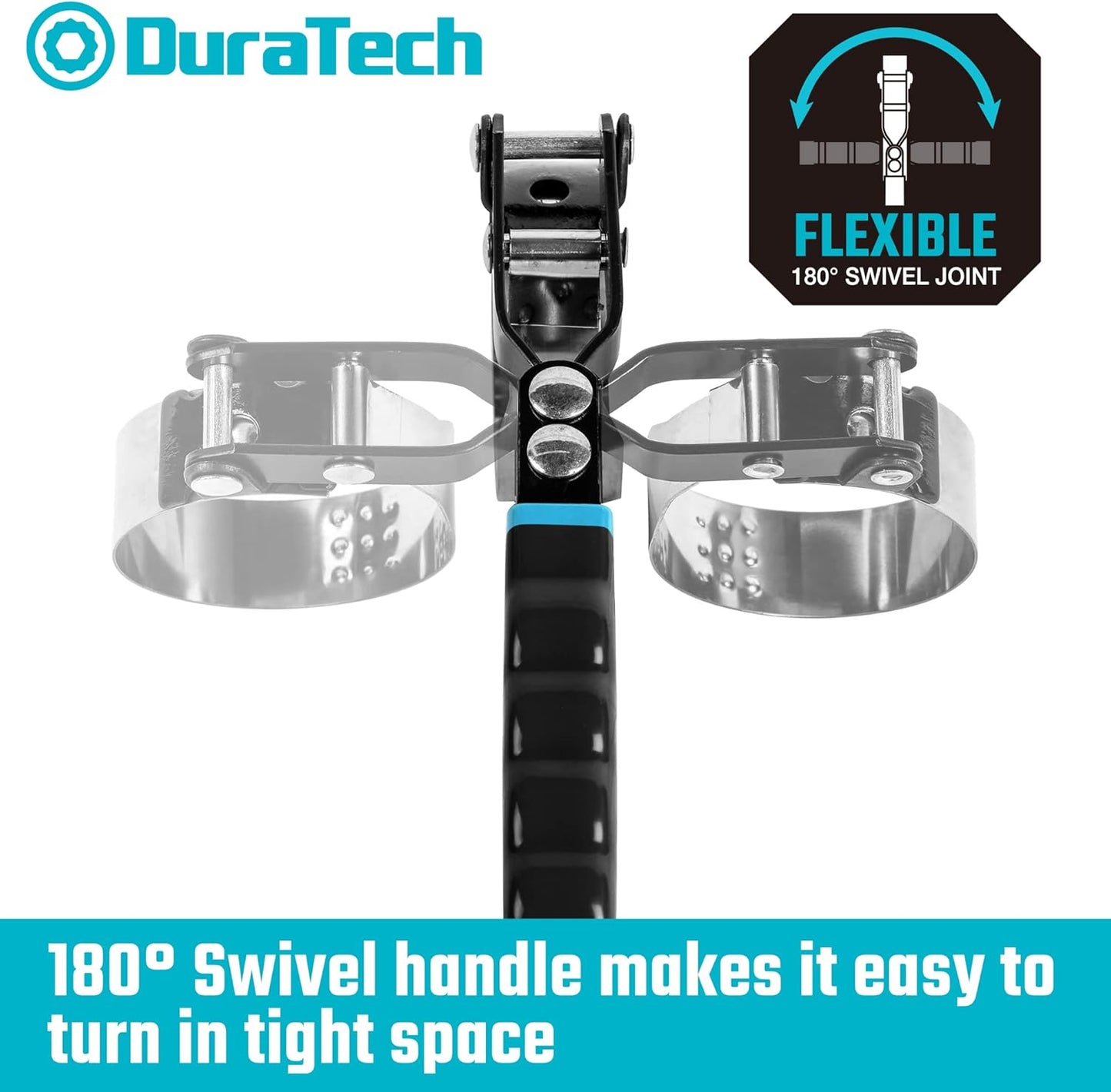 DURATECH Large Swivel Oil Filter Wrench, Oil Filter Removal Tool, Fits Filters 3-7/8"-4-3/8", Perfect for Car Repair Tools