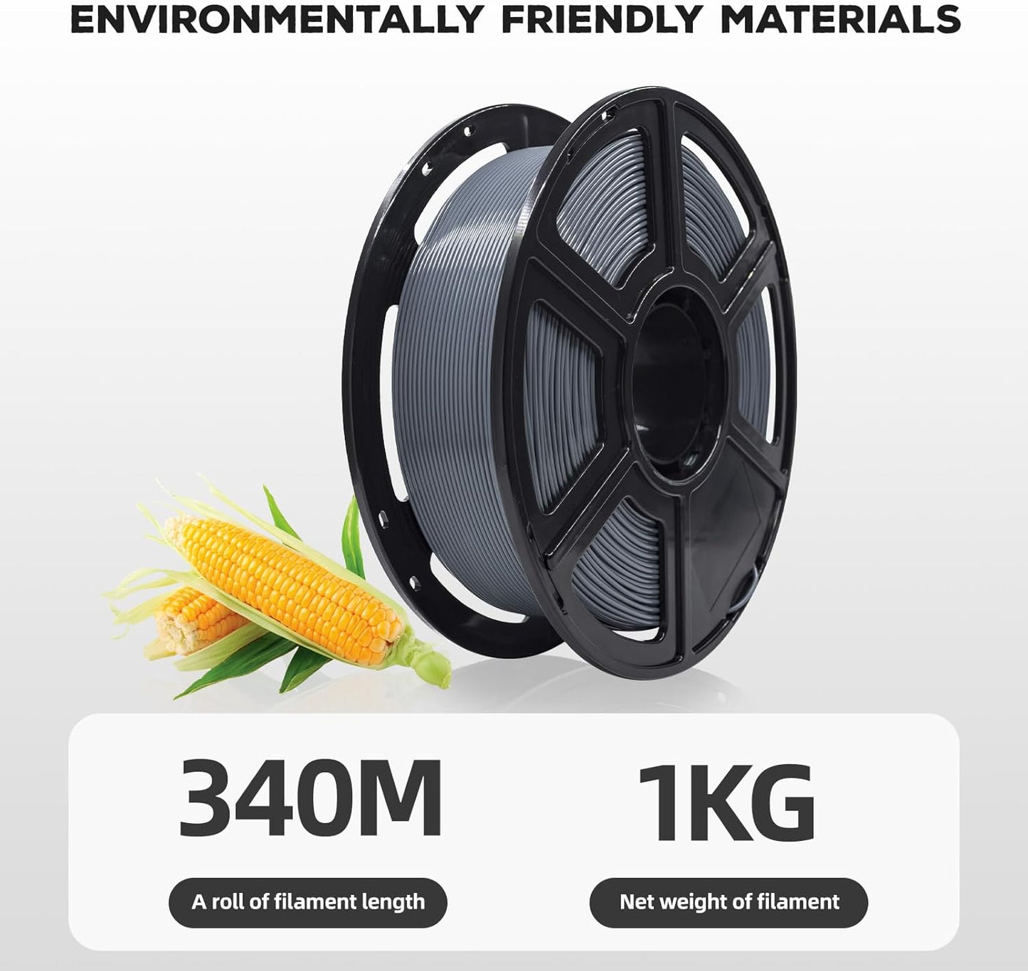 FLASHFORGE PLA Filament 1.75mm, 3D Printer Filament 1kg (2.2lbs) Spool, Dimensional Accuracy +/- 0.02mm, 3D Printing Filament Easy to Use and Fits for Most FDM 3D Printers (Grey)