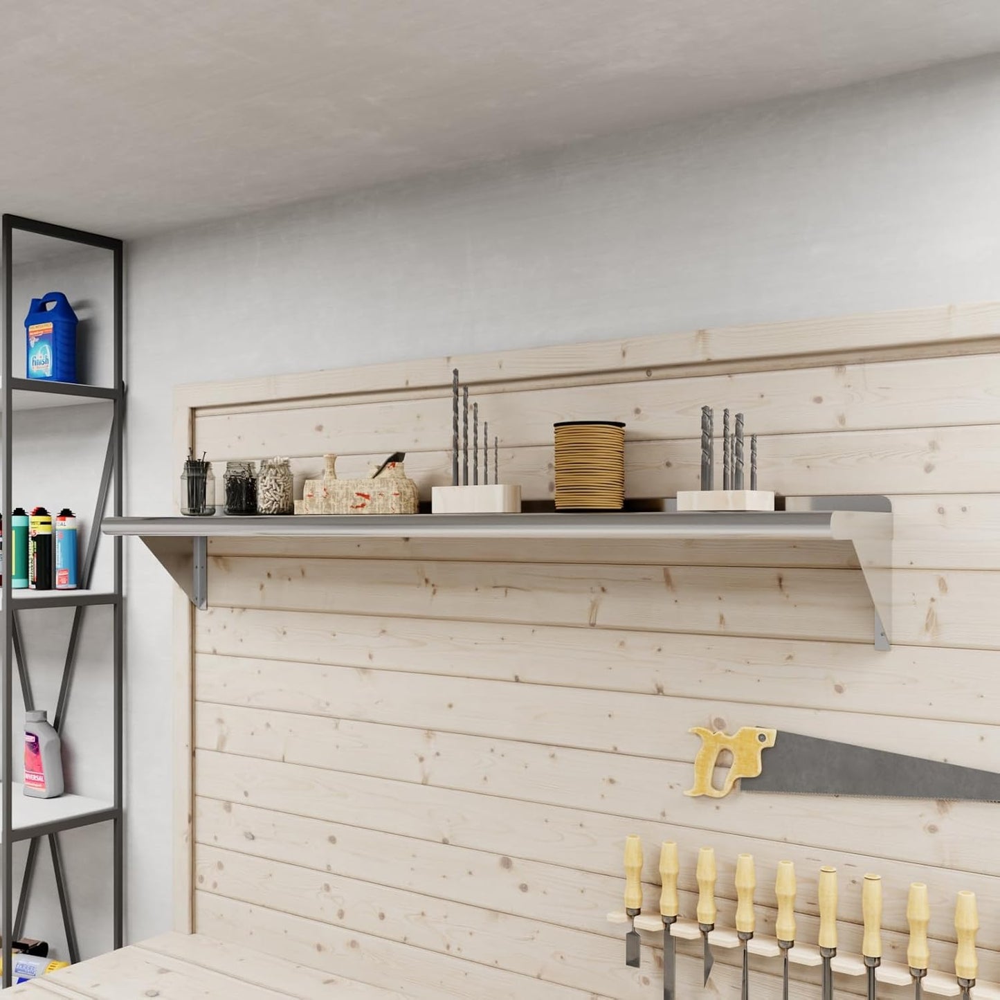 AmGood 60" Long X 10" Deep Stainless Steel Wall Shelf | NSF Certified | Appliance & Equipment Metal Shelving | Kitchen, Restaurant, Garage, Laundry, Utility Room