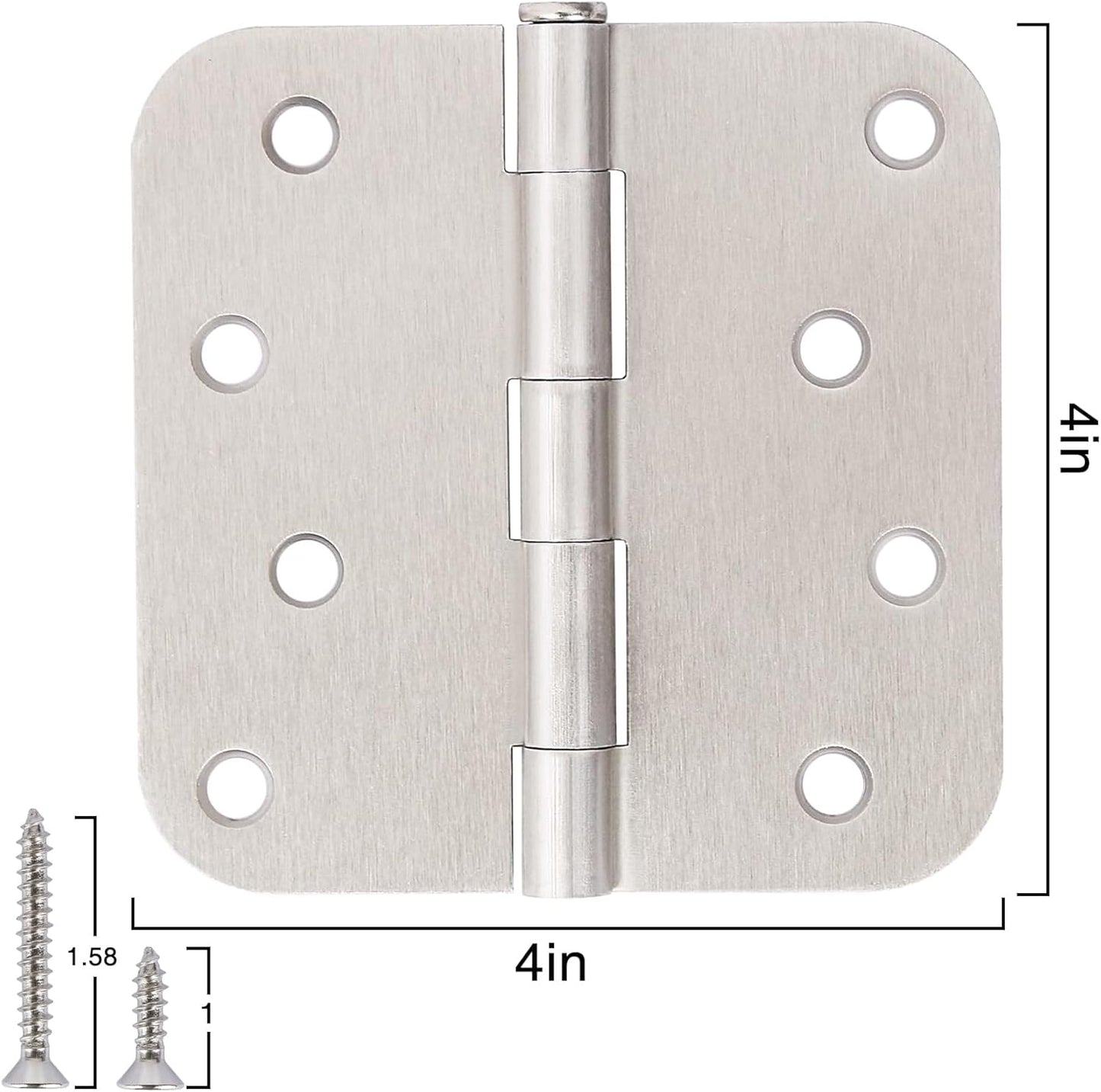 12 Pack 4 Inch Nickel Door Hinges Satin/Brushed Nickel Door Hinges 4 in x 4" Exterior Interior Door Hinge for Stardand Doors Stall,Front,Closet,Silver Residential Hinges Iron Bifold Door Hinge