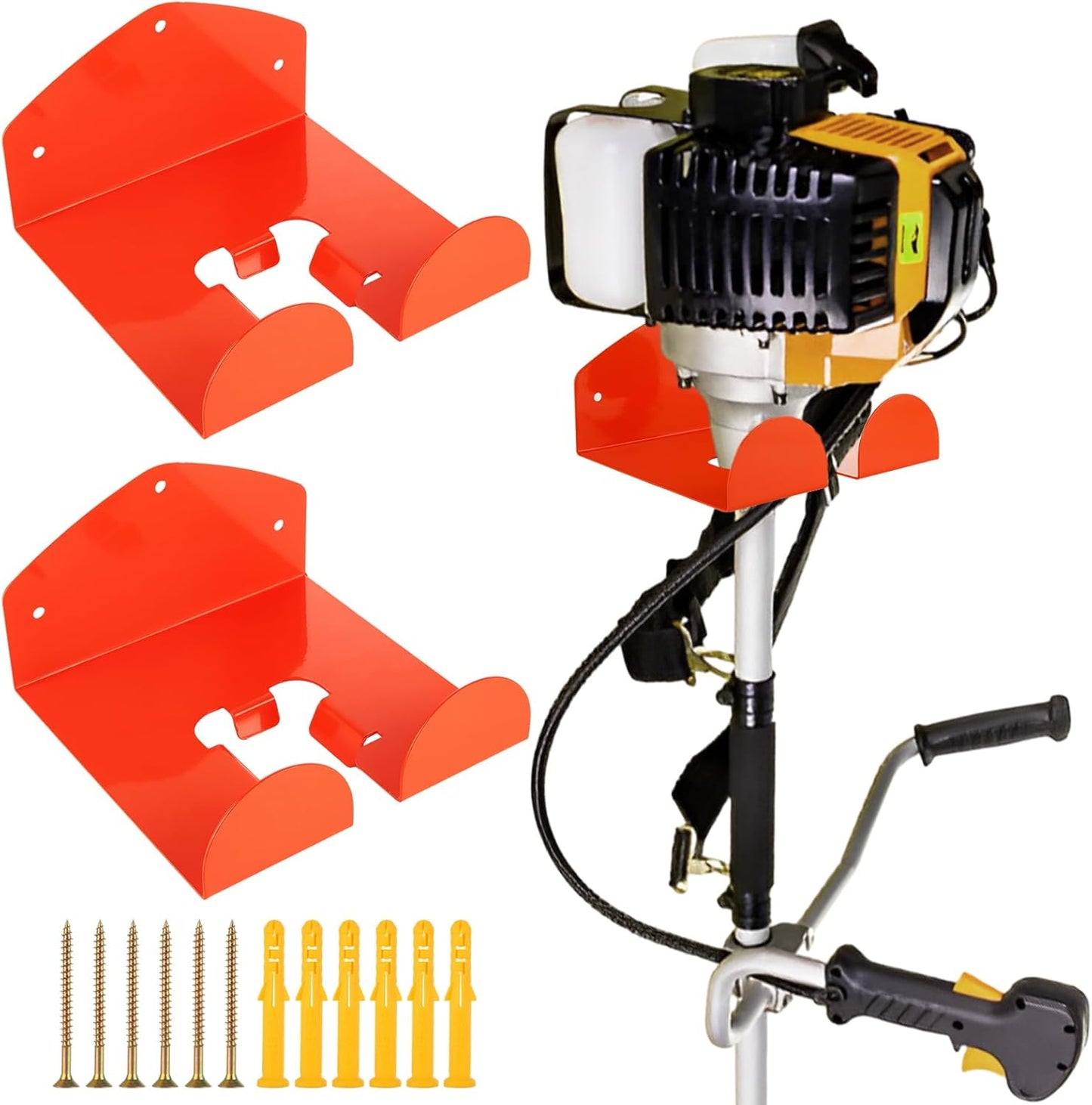 2 Pack Trimmer Rack Garage Organizer Wall Hanger, Garage Tool Rack for Grass Trimmer, Hedge Trimmer, Garden Tools Organizer