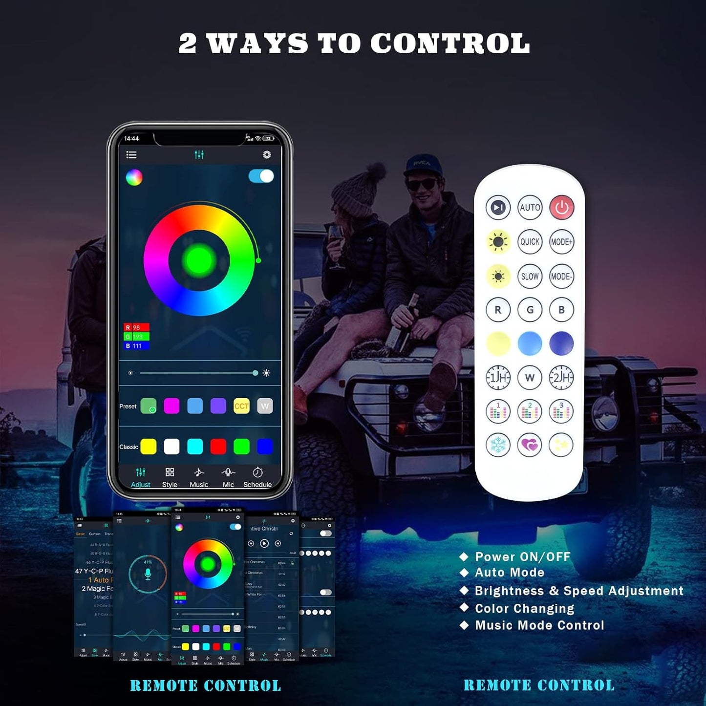 Car LED Underglow Lights - 6Pcs Car Underglow Neon Accent Strip Lights with Dream Color Chasing, APP Control 12V 300 LEDs Underbody Lights, Waterproof Underglow Led Light Kit for Cars, Trucks, Boats