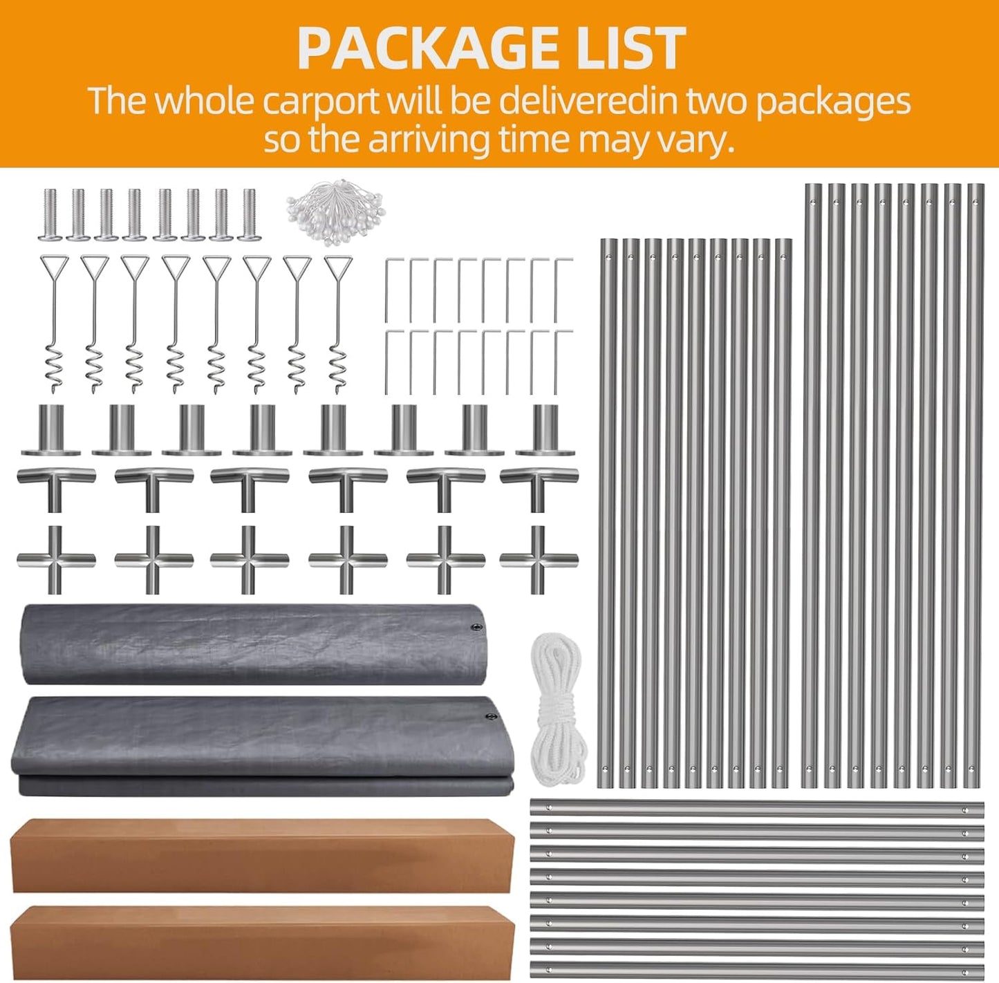 10x20ft Heavy Duty Carport Outdoor Canopy Portable Garage with 4 Doors & 4 Windows Waterproof UV Resistant Storage Shelter with Removable Sidewalls for Car Truck Boat, Earthy Yellow