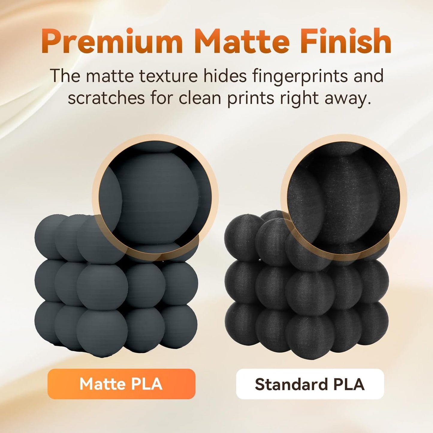 FLASHFORGE PLA Filament 1.75mm +/- 0.02mm, Matte Grey 3D Printer Filament 1kg (2.2lbs) Spool, Excellent Printing Performance, Easy to Use for Most FDM 3D Printers