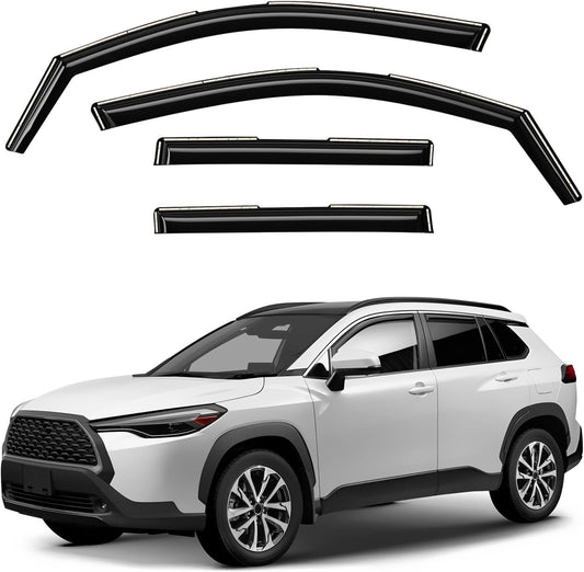 Window Deflectors Smoke Tinted In-Channel Side Window Vent Visor Deflectors Rain Guards Compatible with Corolla Cross 2022-2025 - 4pcs. GW0569