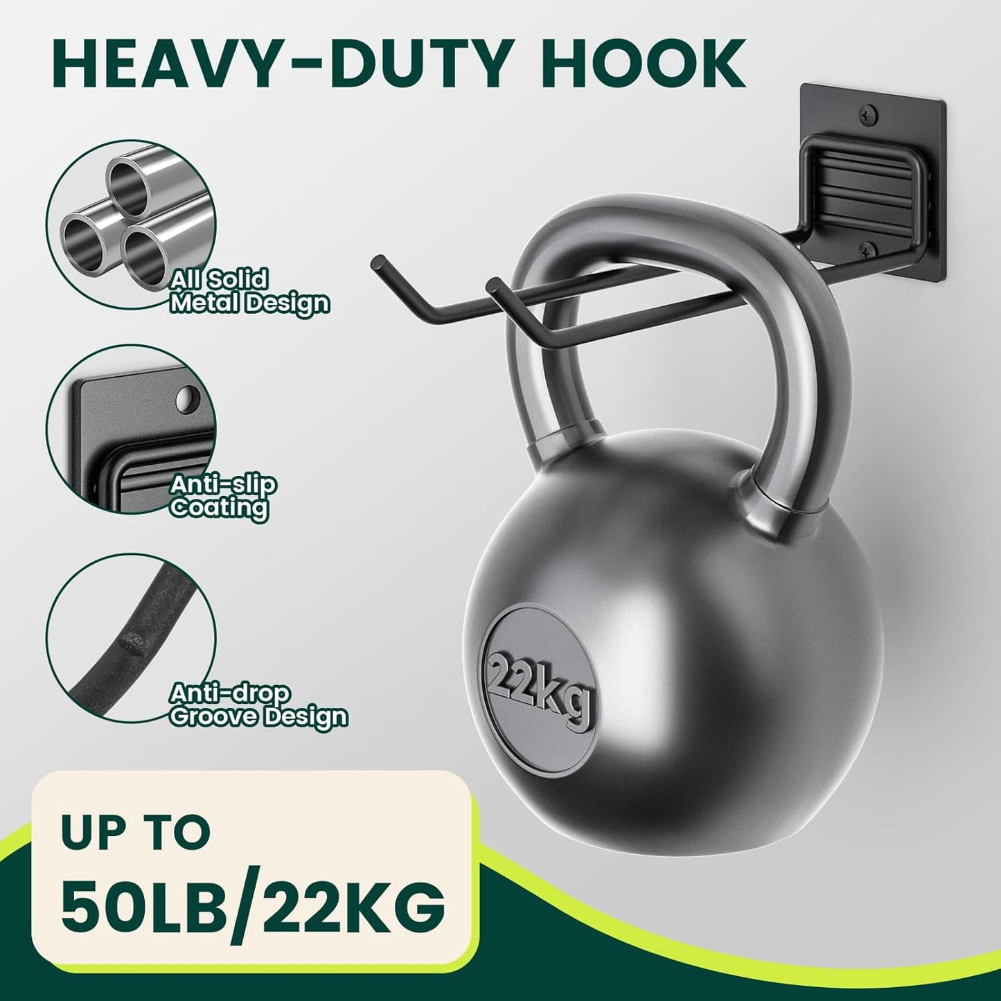 Garden Tool Organizer Rack, Wall Mount Garage Tool Organizer Storage Hook for Yard Shed, Metal Garage Garden Tool Hanger for Lawn Organizer Holds Shovel,Rakes,brooms,Hoses 2 Pack