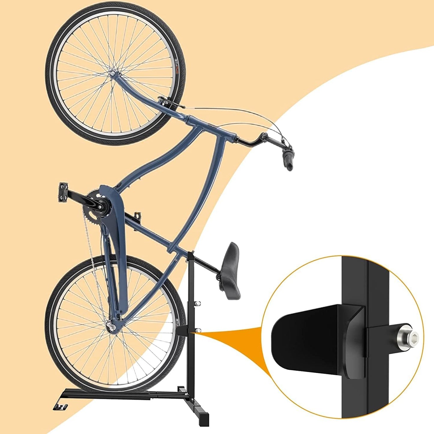 Vertical Bike Stand Floor Bicycle Rack Adjustable Upright Design, Space Saving for Living Room, Bedroom and Garage No-Damage Wall Apartment Super Stable Parking Racks, for Indoor Bike Storage
