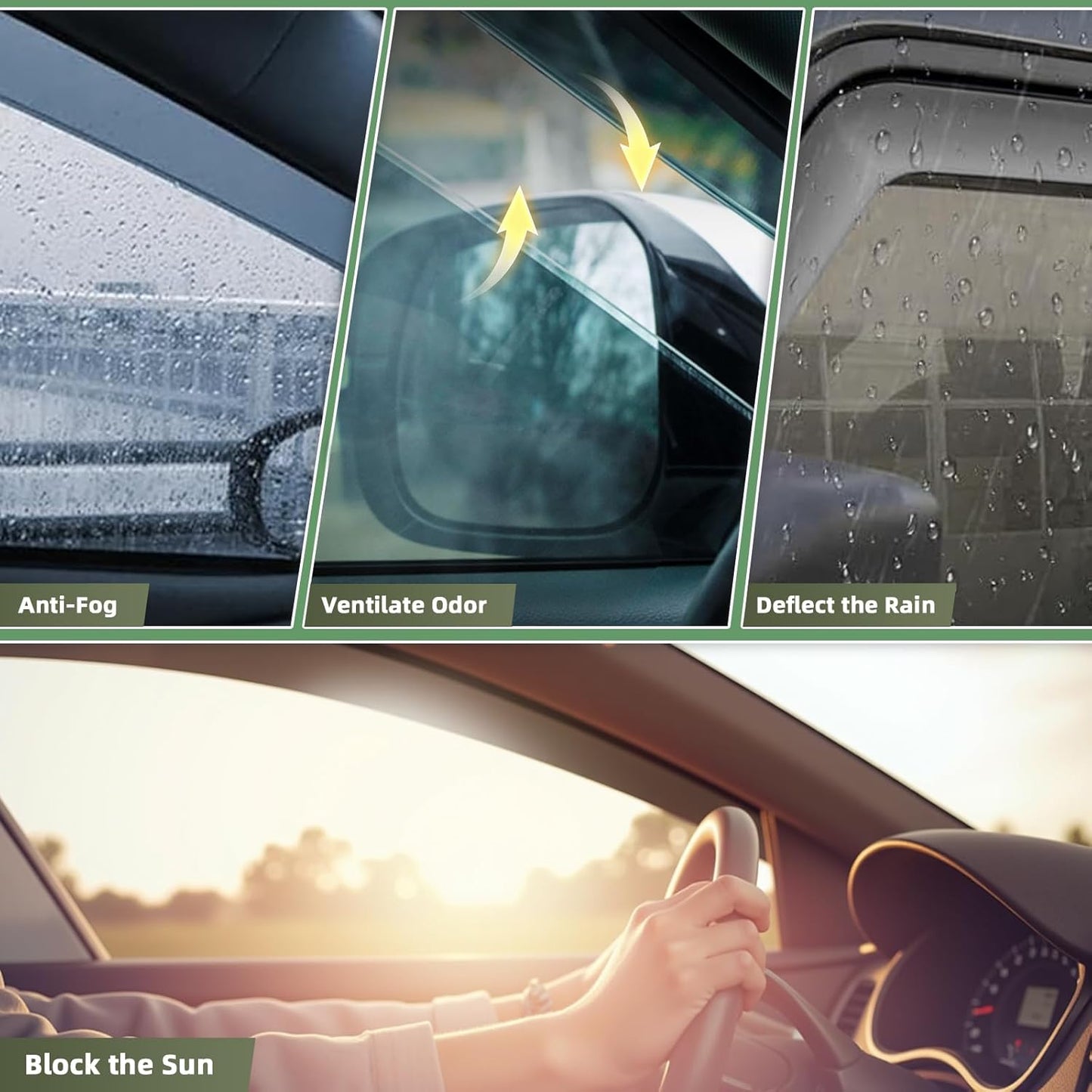 in Channel Rain Guards Fit for 2007-2018 Jeep Wrangler JK Unlimited 4-Door, Durable Window Visors Wind Deflectors, Smoke Vent Shades Shield, 2008 2009 2010 2011 2012 2013 2014 2015 2016 2017