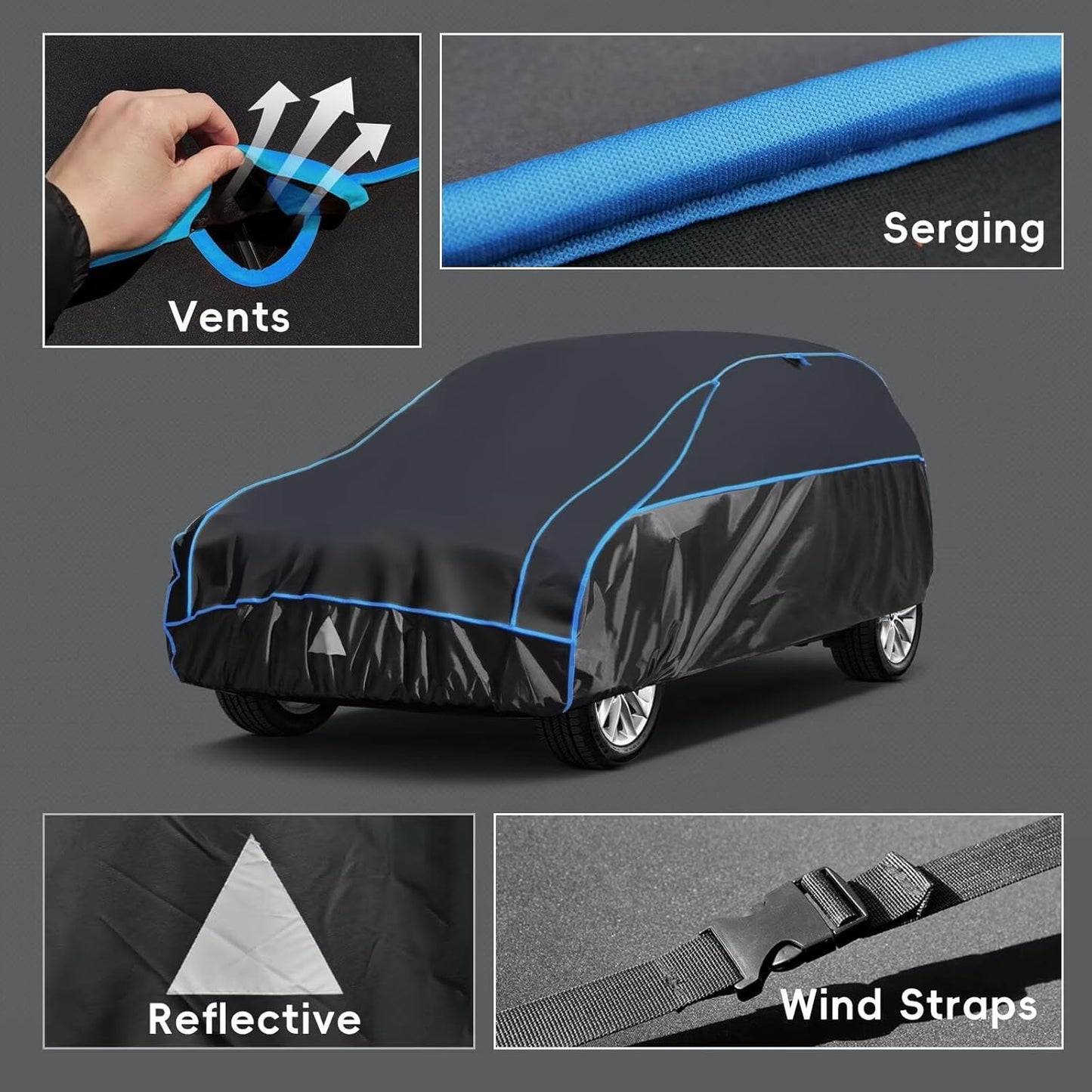 Hail Protector Car Cover for SUV, Anti Hail Car Covers Thick Multi-Layered EVA Outdoor, Hail Proof Car Cover All Weather, Hail Protection Padded Fit SUV Jeep (Length 191 to 201 inch)