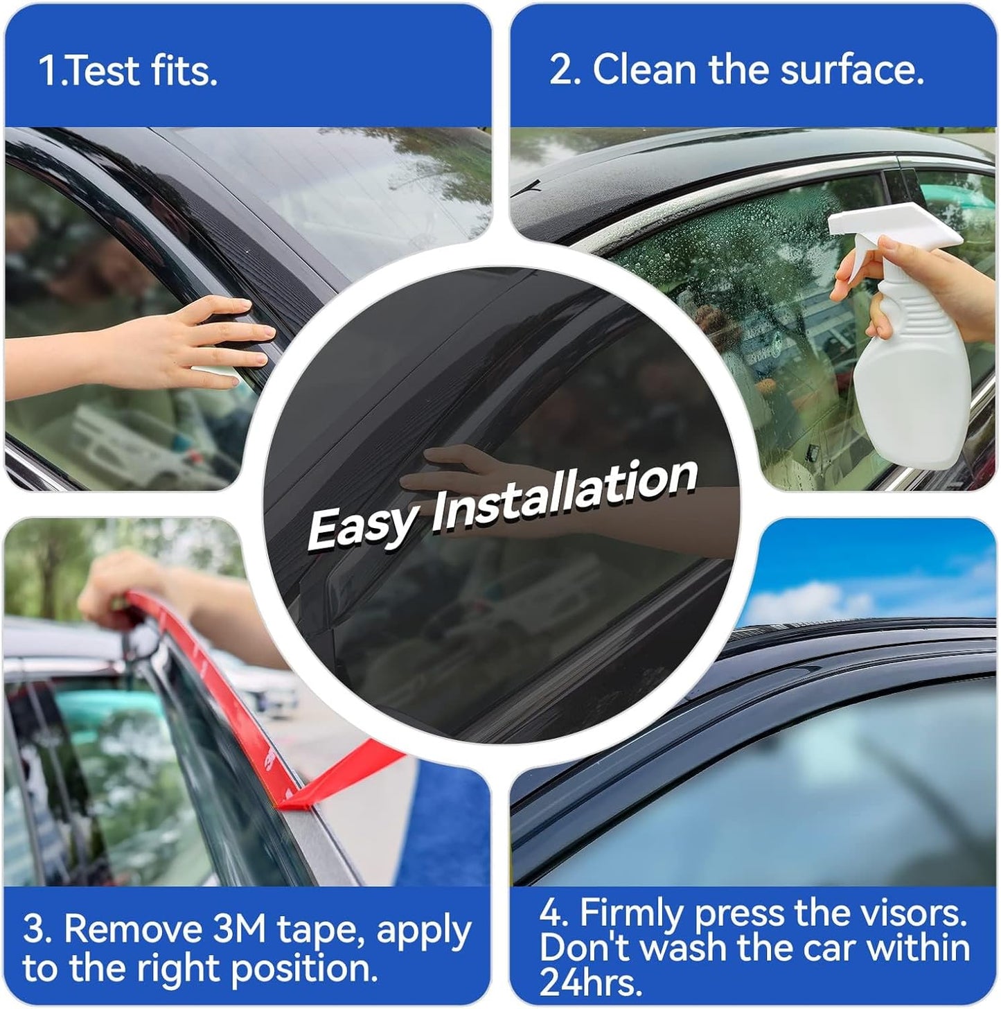 Window Visors Rain Guards Shield for 2012-2018 Ford Focus Sedan, Out-Channel Window Vent Wind Deflectors Visors Shades for 12-18 Focus (Not for Focus RS & ST)