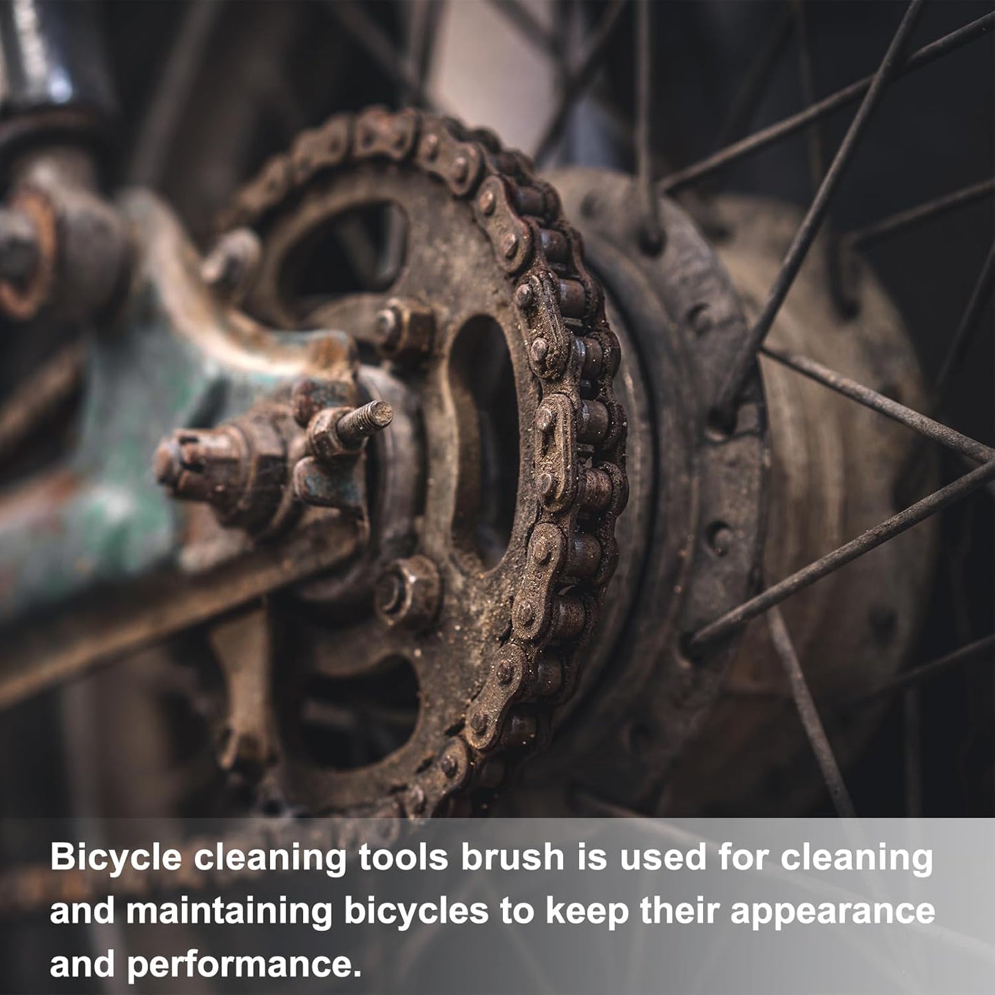 HARFINGTON Bicycle Chain Cleaning Tool Brush Motorcycle Chain Brush Crankset Brush Bike Clean Brush Kit for Gears Maintenance Cleaning Tools, Black