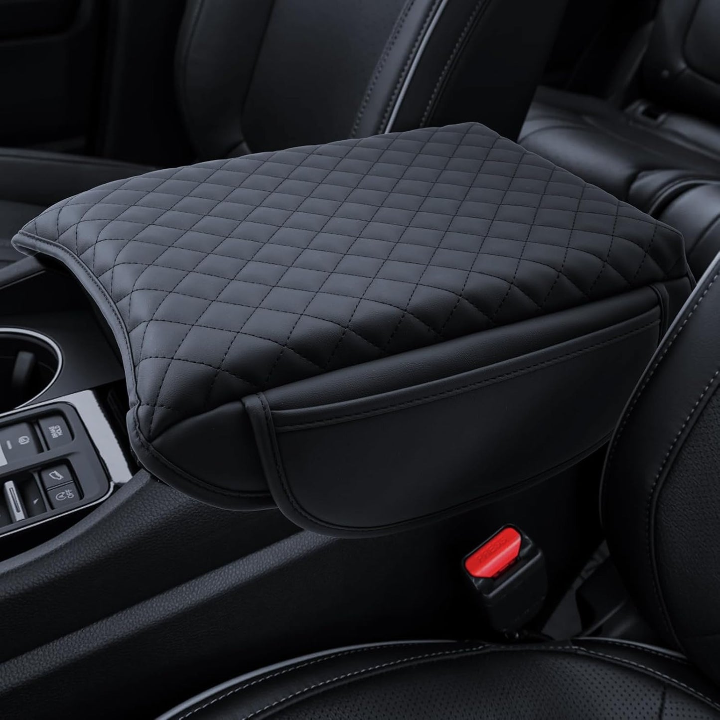 Armrest Cover for 2023-2025 Honda Pilot& 2024-2026 Passport& 2024 2025 Ridgeline Accessories Center Console Middle Lid Pad Protector for Car Elbow Rest-Thickened with Side Pockets Padded