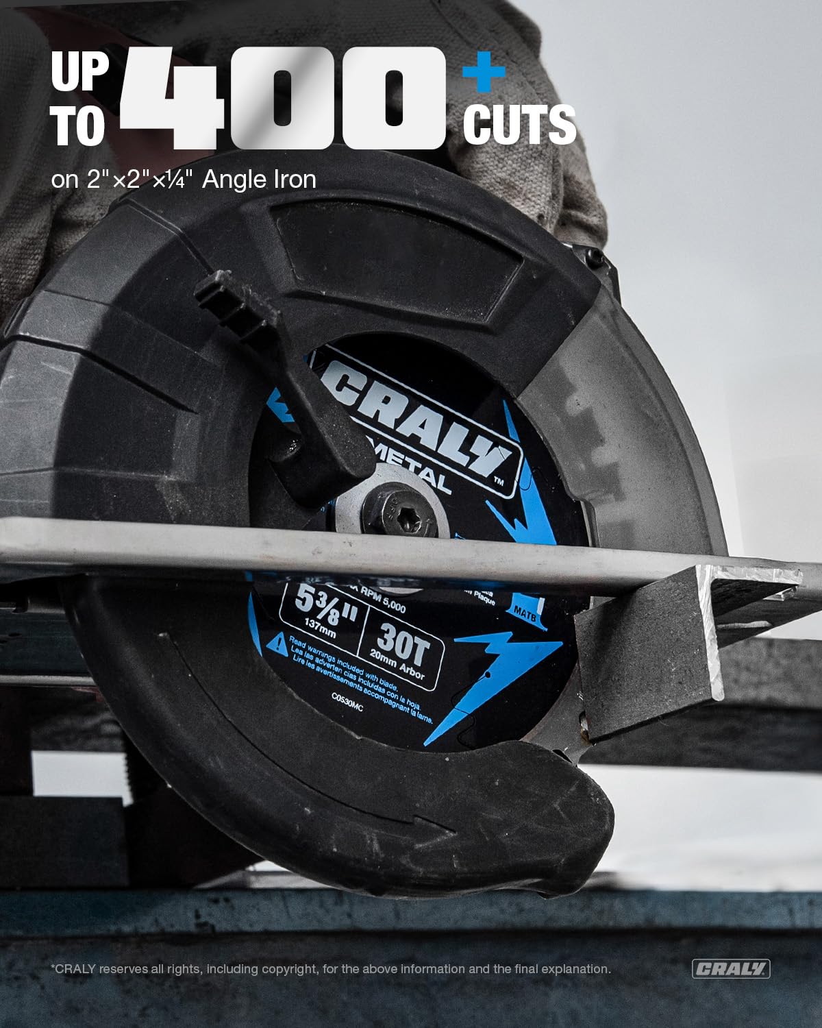 CRALY 5-3/8 Inch 30 Teeth Steel and Ferrous Metal Cutting Circular Saw Blade, 20 mm Arbor, Thin Kerf, Professional Carbide Tipped Blade for Angle Iron, Threaded Rod, EMT Conduit, 3-Pack(C0530MC-3)